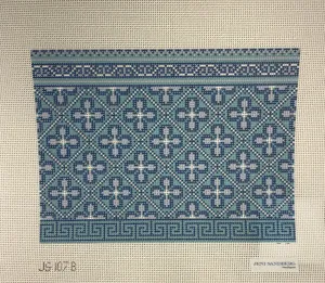* Jeni Sandberg Needlepoint JS107B Hewitt Clutch- Blue