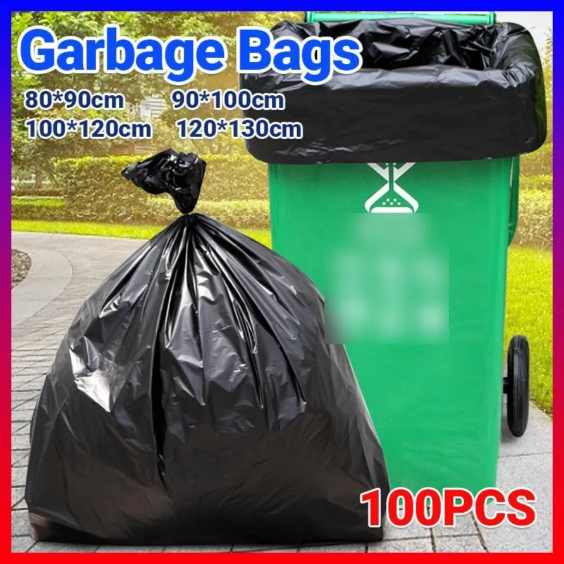 100Pcs Heavy-Duty Black Bin Bags - Durable Waste Refuse Sacks