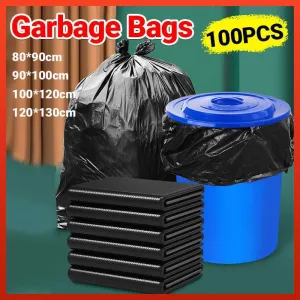 100Pcs Heavy-Duty Black Bin Bags - Durable Waste Refuse Sacks