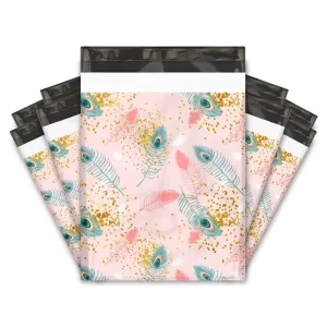 10x13 Peacock feathers premium poly mailer - set of 10