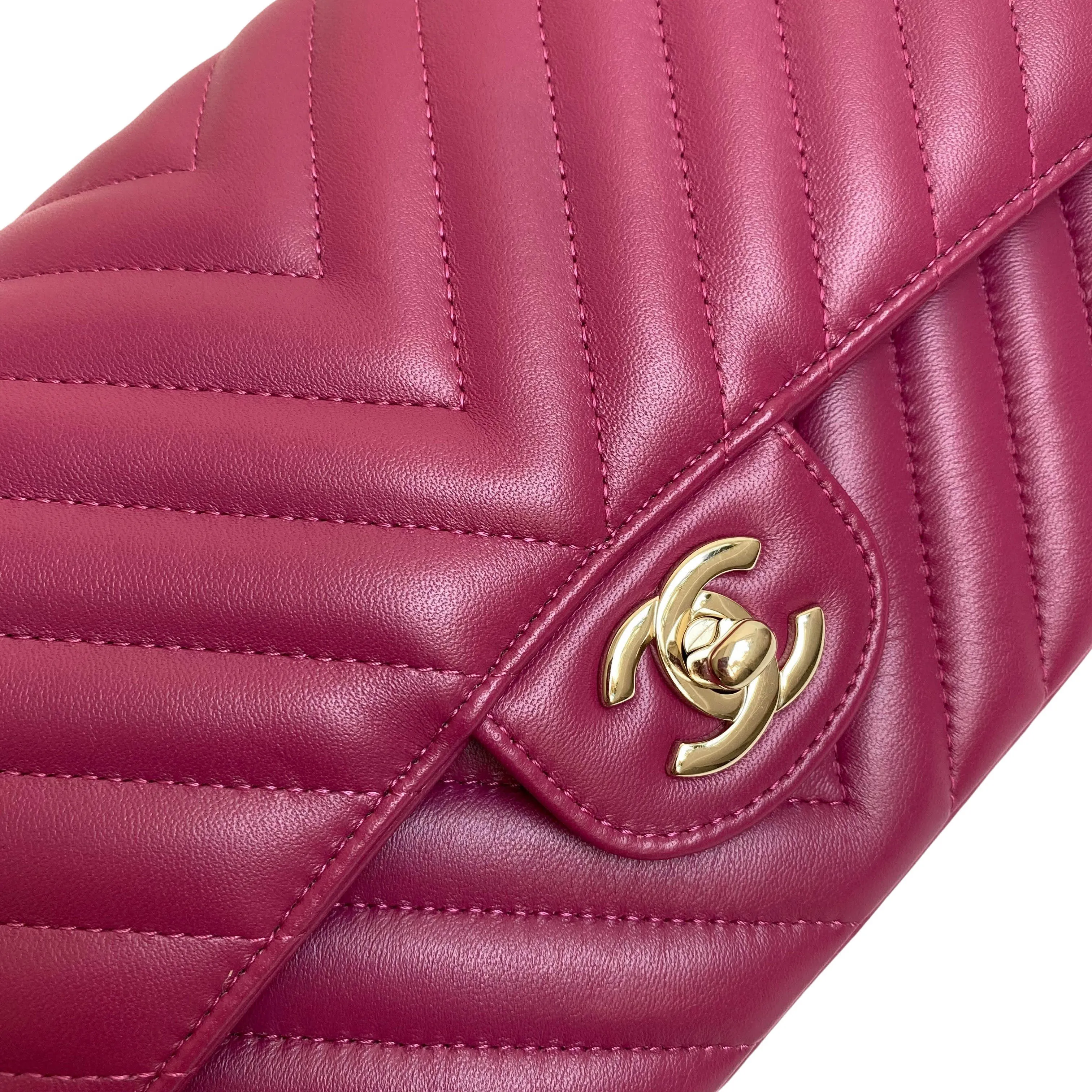 18B Raspberry Dark Pink Lambskin Medium Classic Double Flap Bag