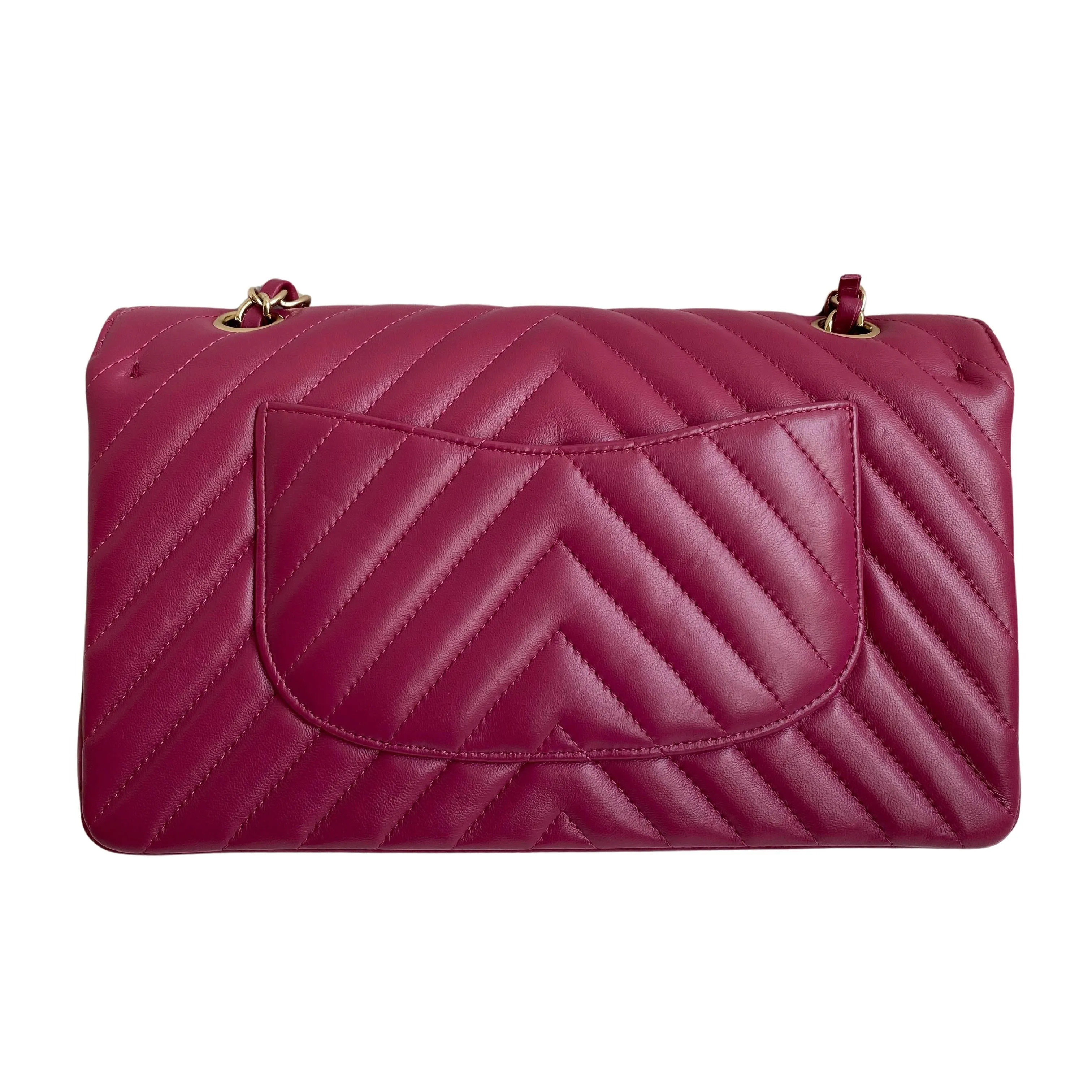 18B Raspberry Dark Pink Lambskin Medium Classic Double Flap Bag