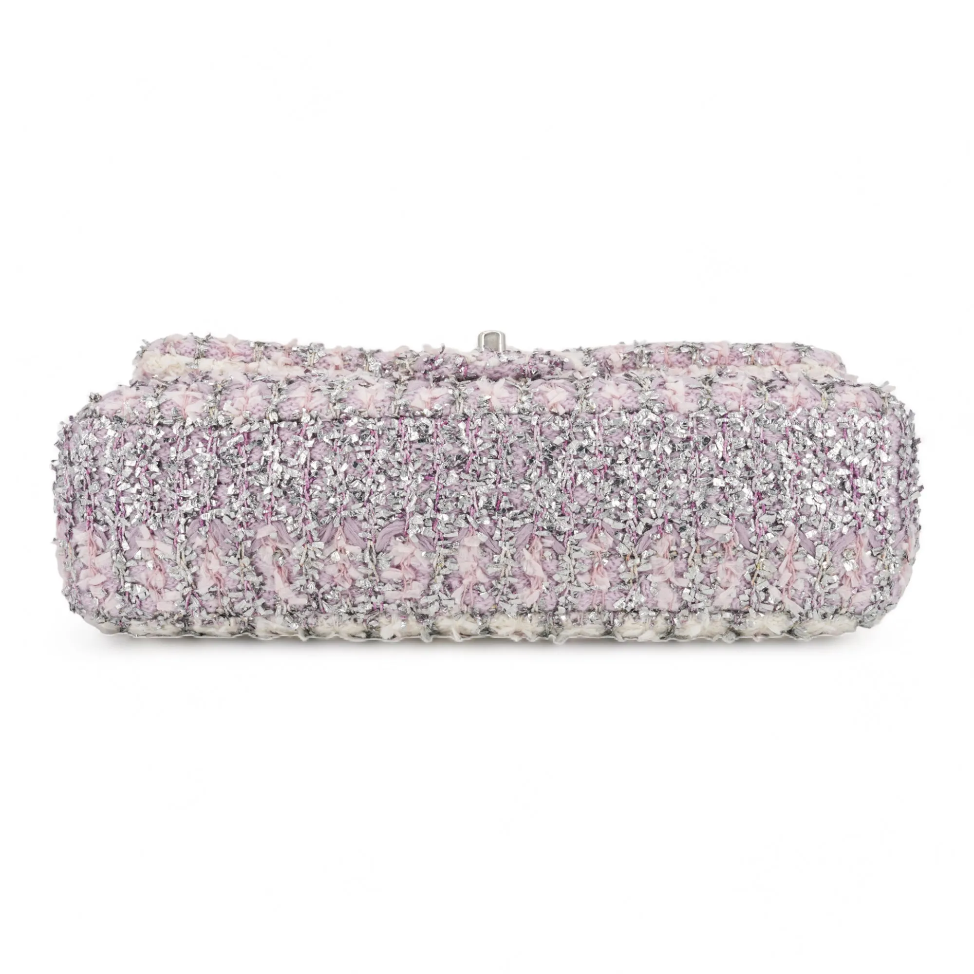18S Lilac Glitter Tweed Medium Flap Bag