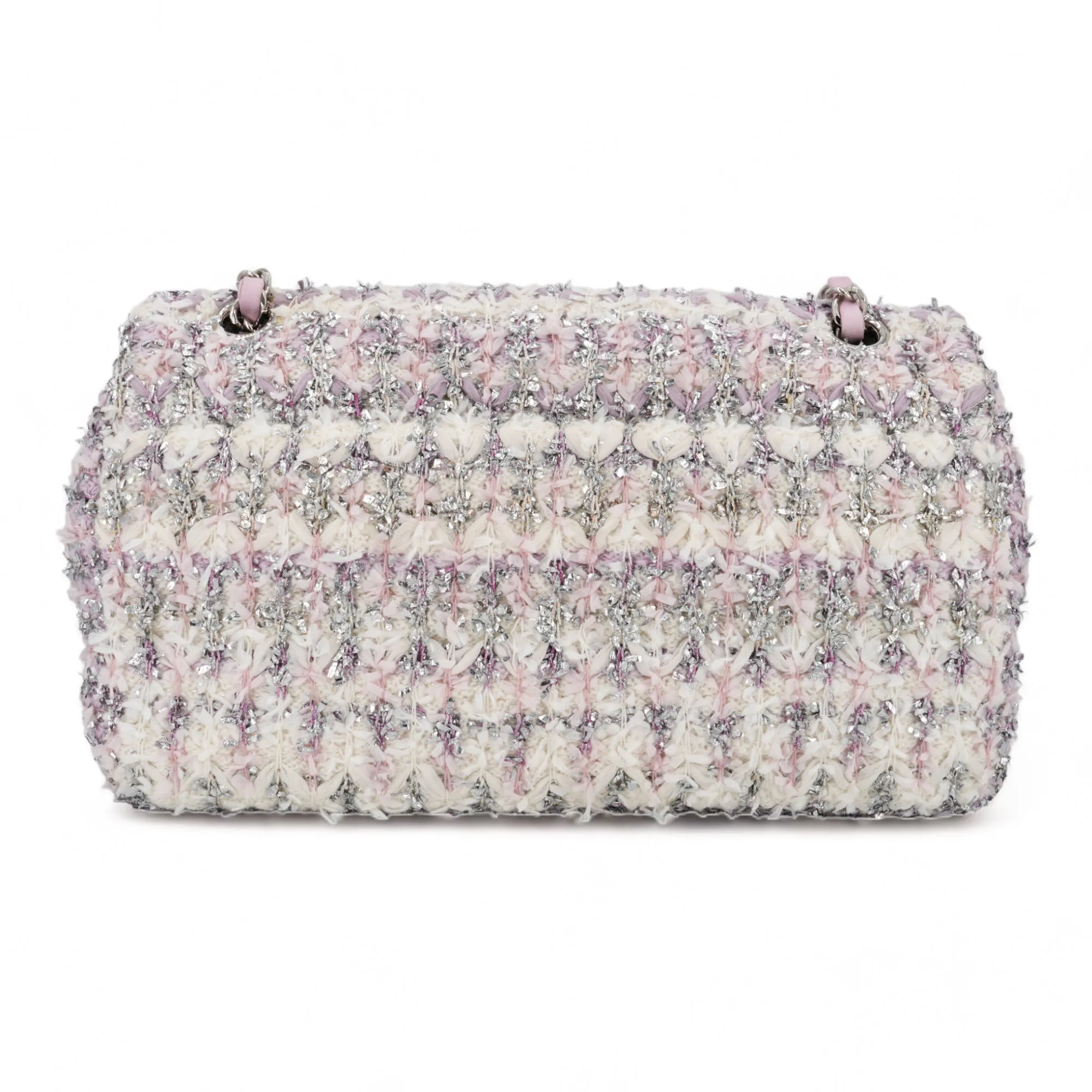 18S Lilac Glitter Tweed Medium Flap Bag
