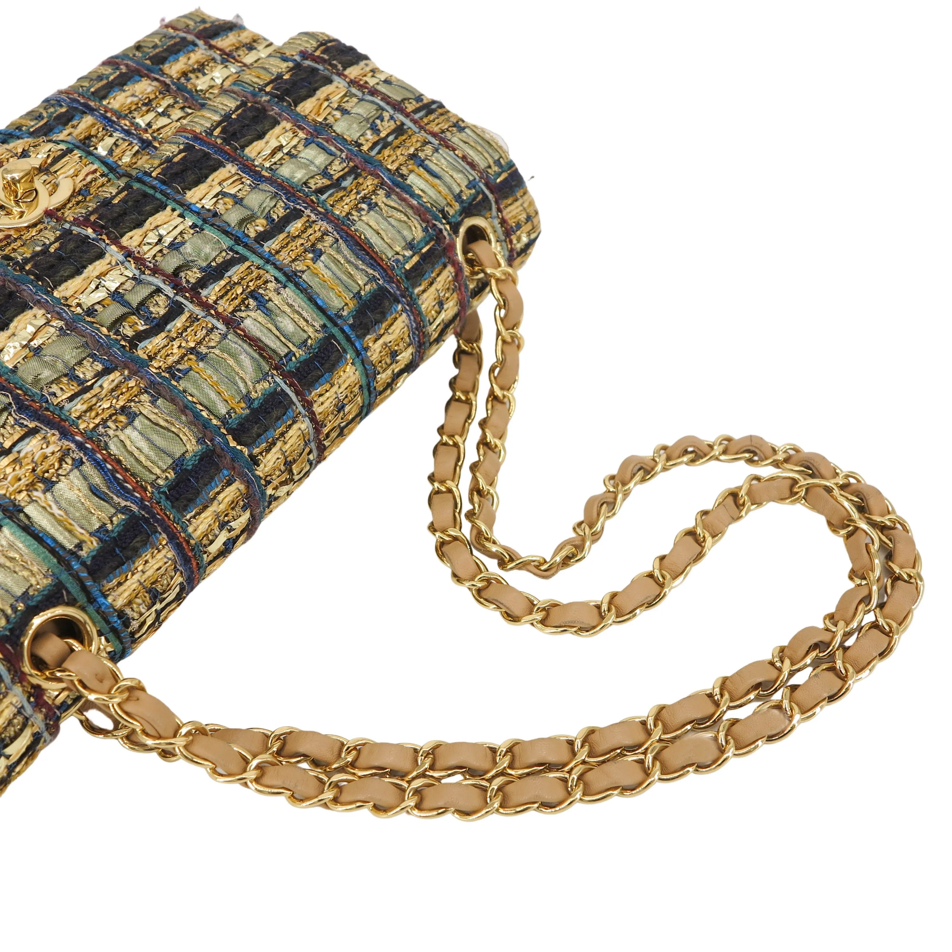 19A Ancient Egypt Gold Tweed Medium Classic Double Flap Bag