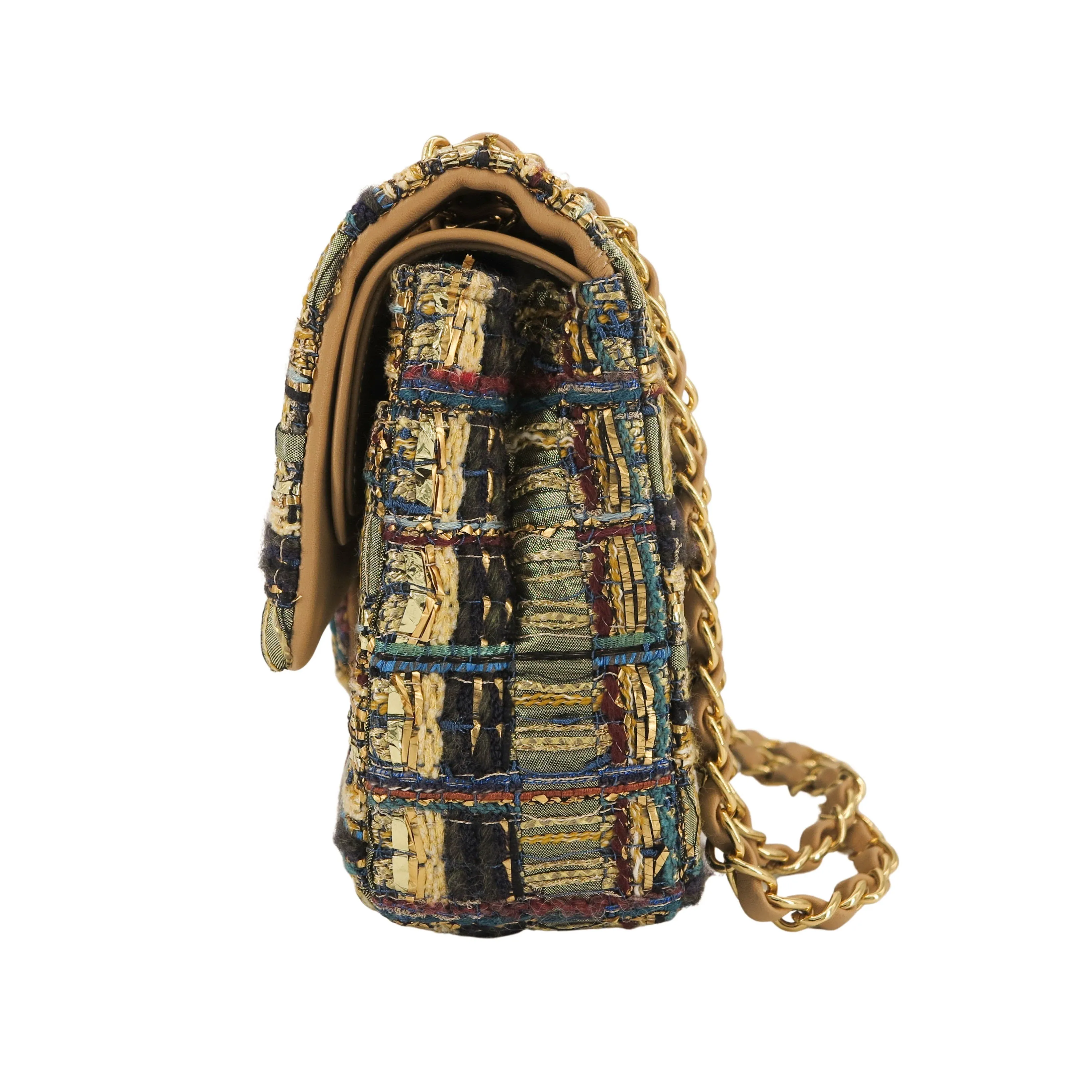 19A Ancient Egypt Gold Tweed Medium Classic Double Flap Bag