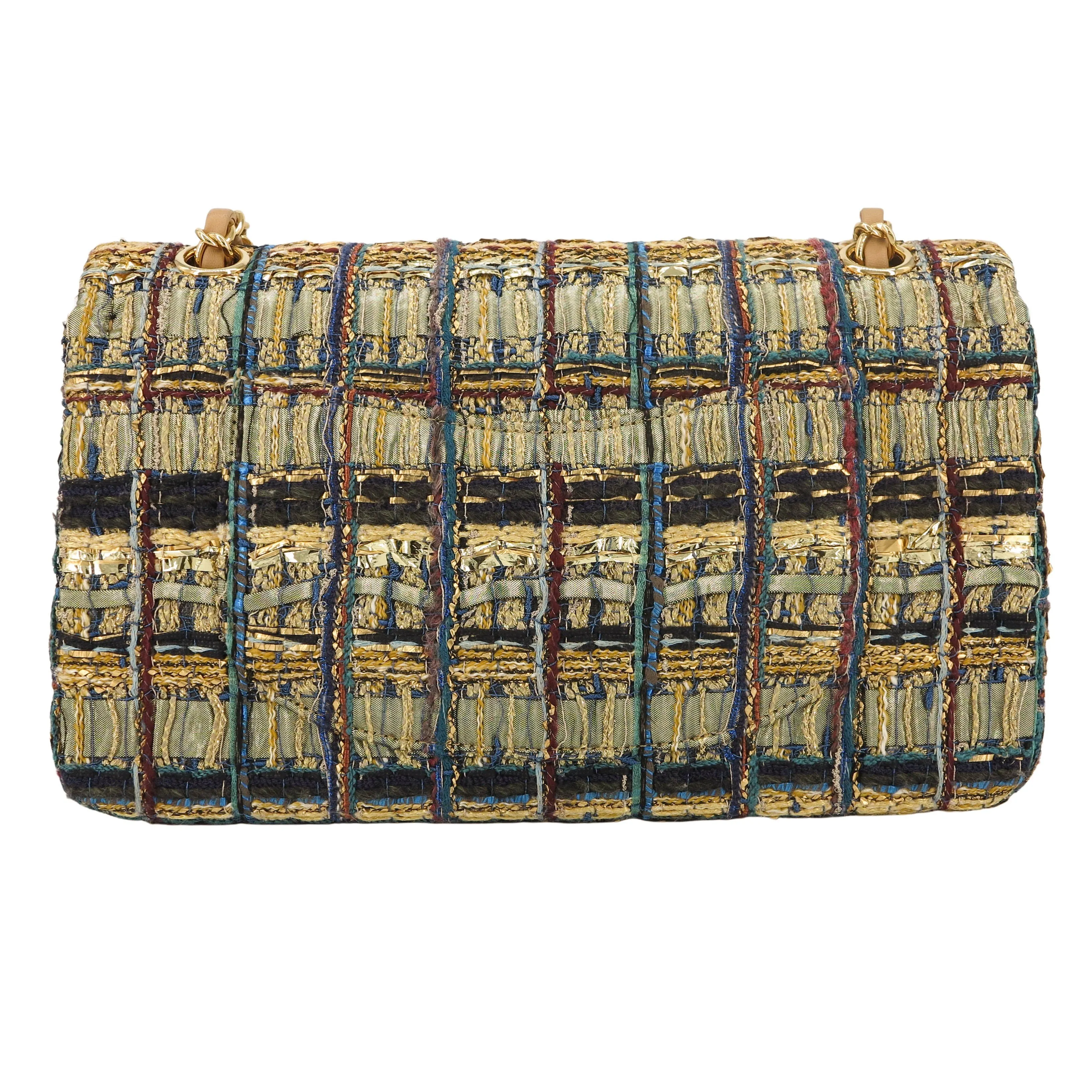 19A Ancient Egypt Gold Tweed Medium Classic Double Flap Bag
