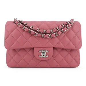 19B Pink Lambskin Small Classic Double Flap Bag