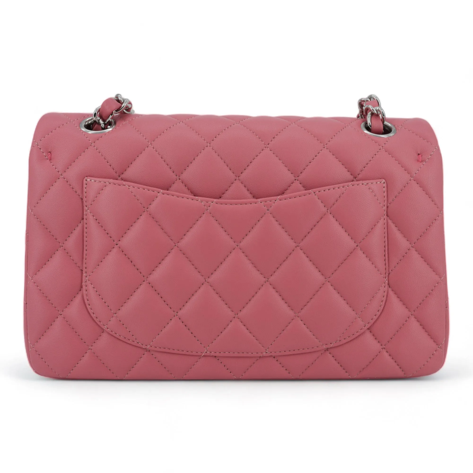 19B Pink Lambskin Small Classic Double Flap Bag