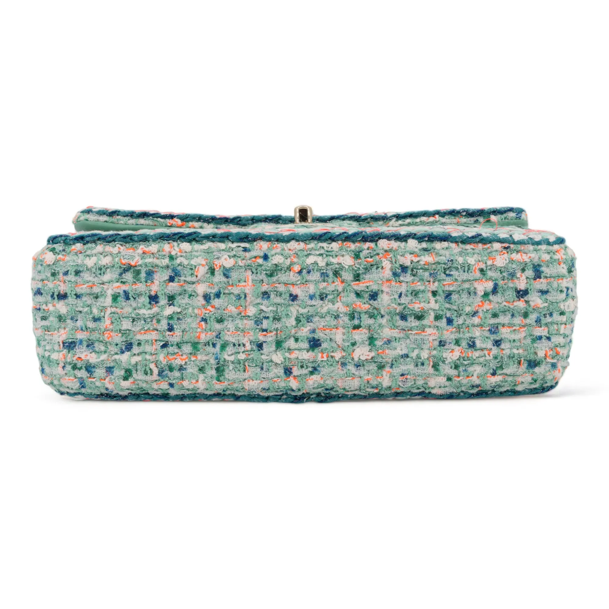 19S Green Tweed Medium Classic Double Flap Bag