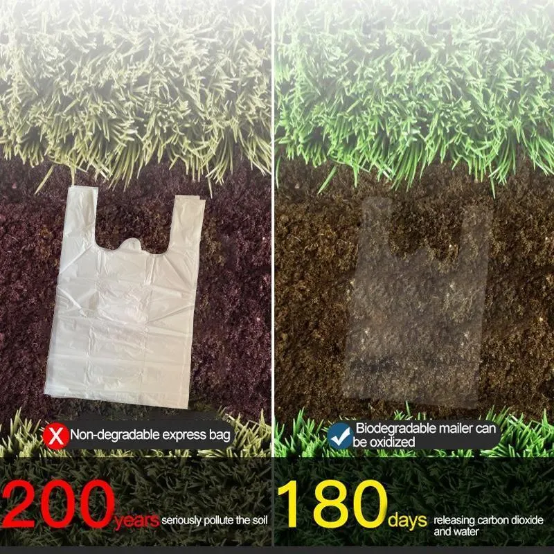 200PCS Carry Bags White Grocery Eco Friendly Biodegradable Plastic Shopping Bag