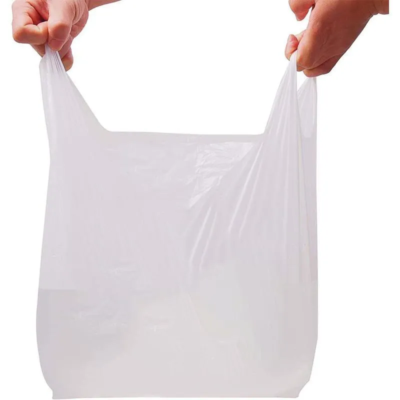 200PCS Carry Bags White Grocery Eco Friendly Biodegradable Plastic Shopping Bag