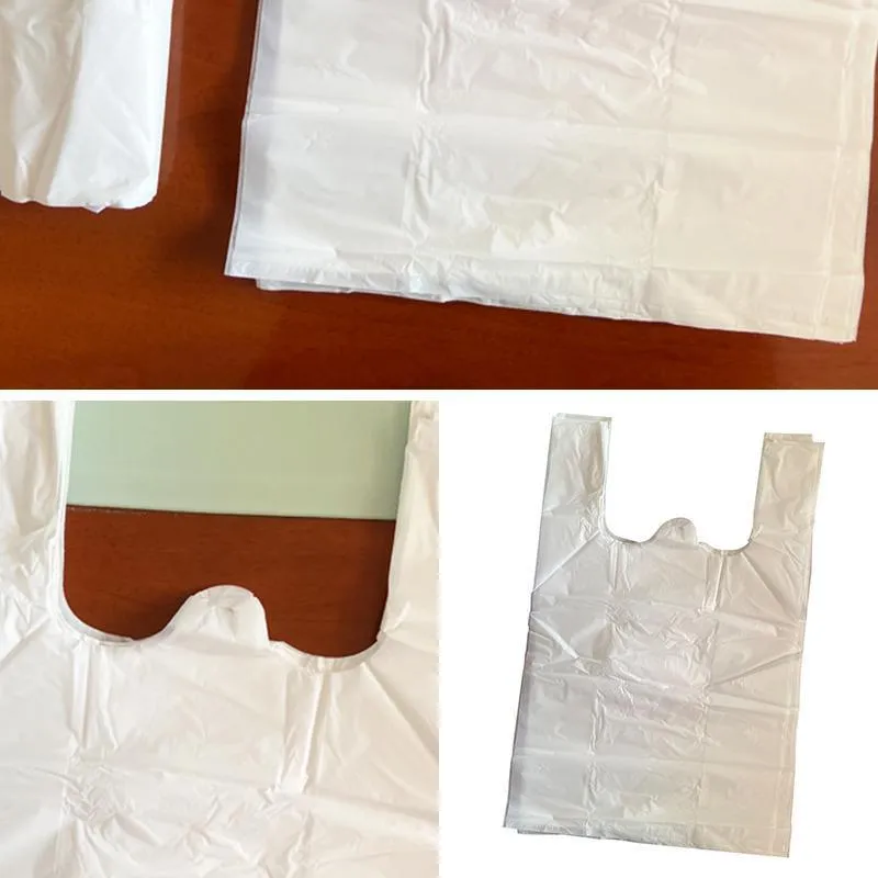 200PCS Carry Bags White Grocery Eco Friendly Biodegradable Plastic Shopping Bag