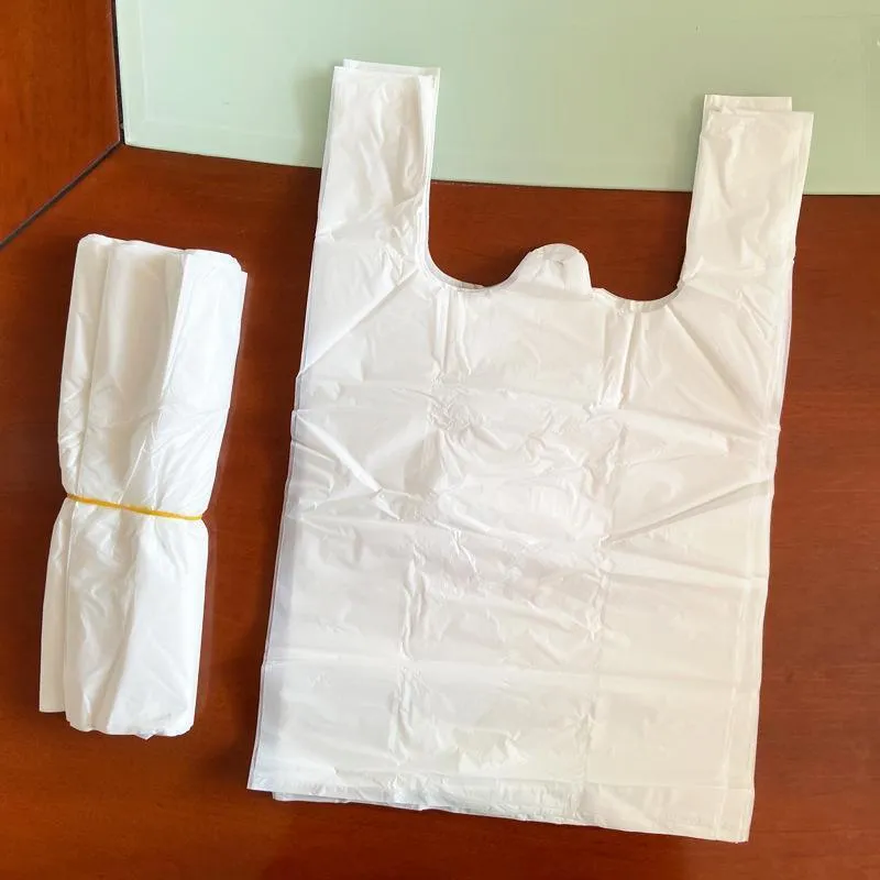 200PCS Carry Bags White Grocery Eco Friendly Biodegradable Plastic Shopping Bag