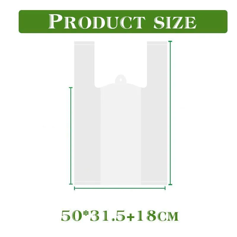 200PCS Carry Bags White Grocery Eco Friendly Biodegradable Plastic Shopping Bag