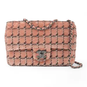 21B Pink Checkered Sequin Mini Flap Bag