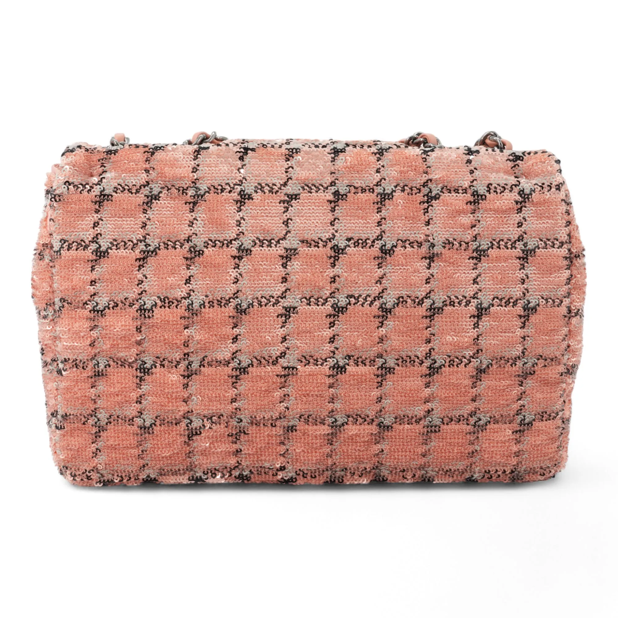 21B Pink Checkered Sequin Mini Flap Bag