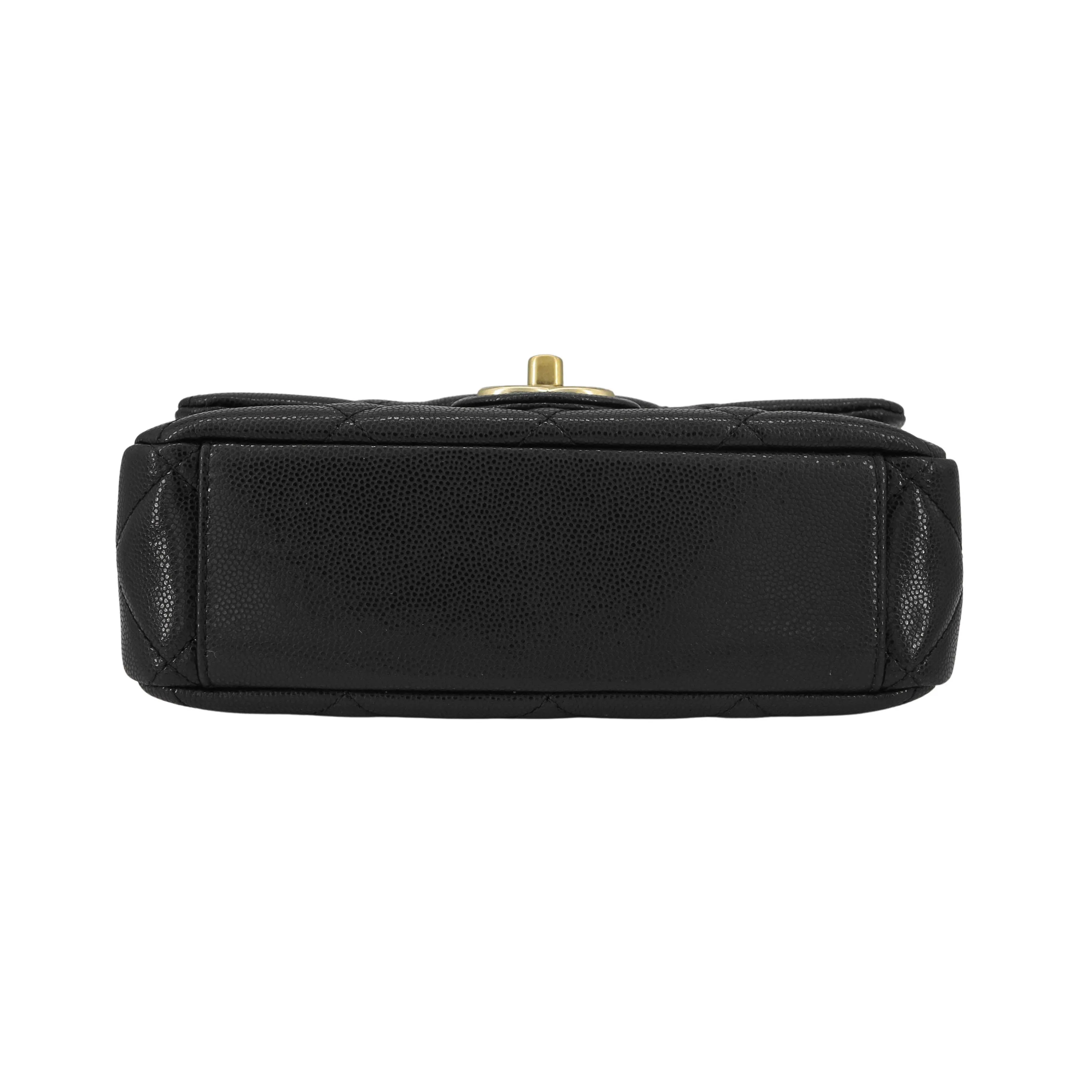 22A Twist Your Buttons Gold Coins Small Flap Bag in Black Caviar