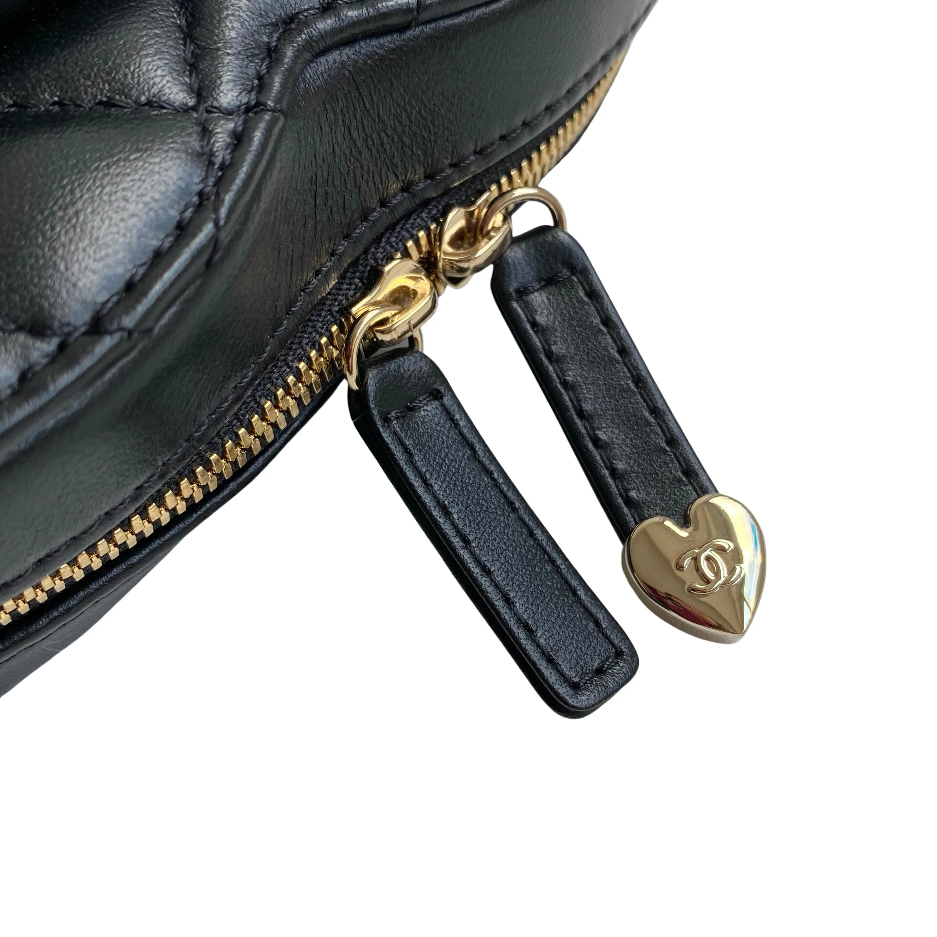22S Large Heart Bag in Black Lambskin