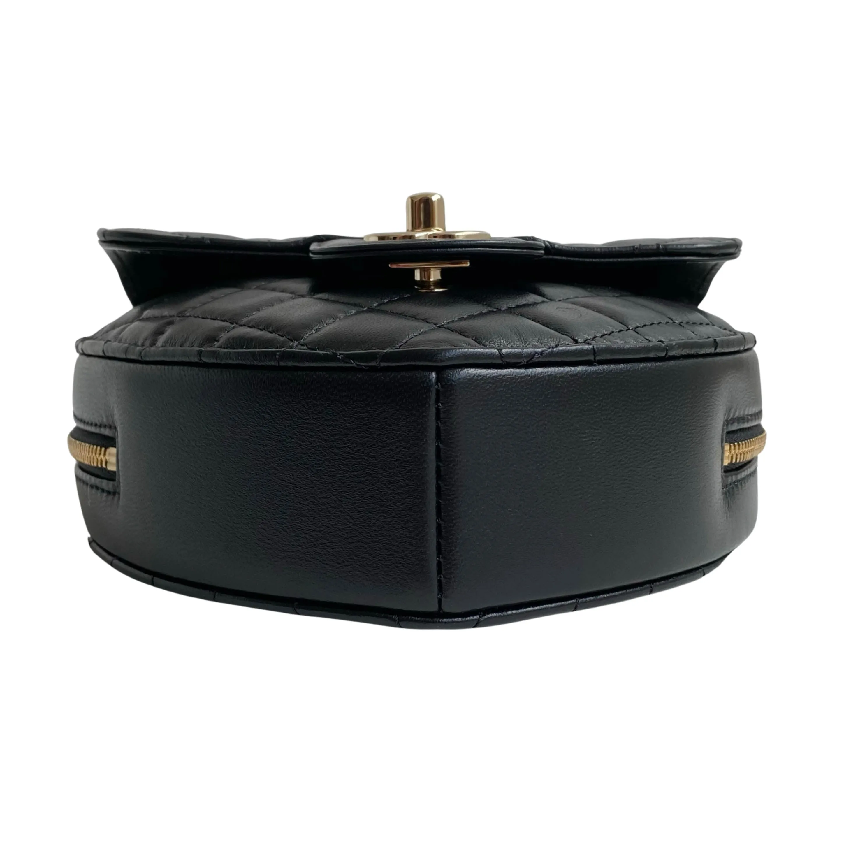 22S Large Heart Bag in Black Lambskin