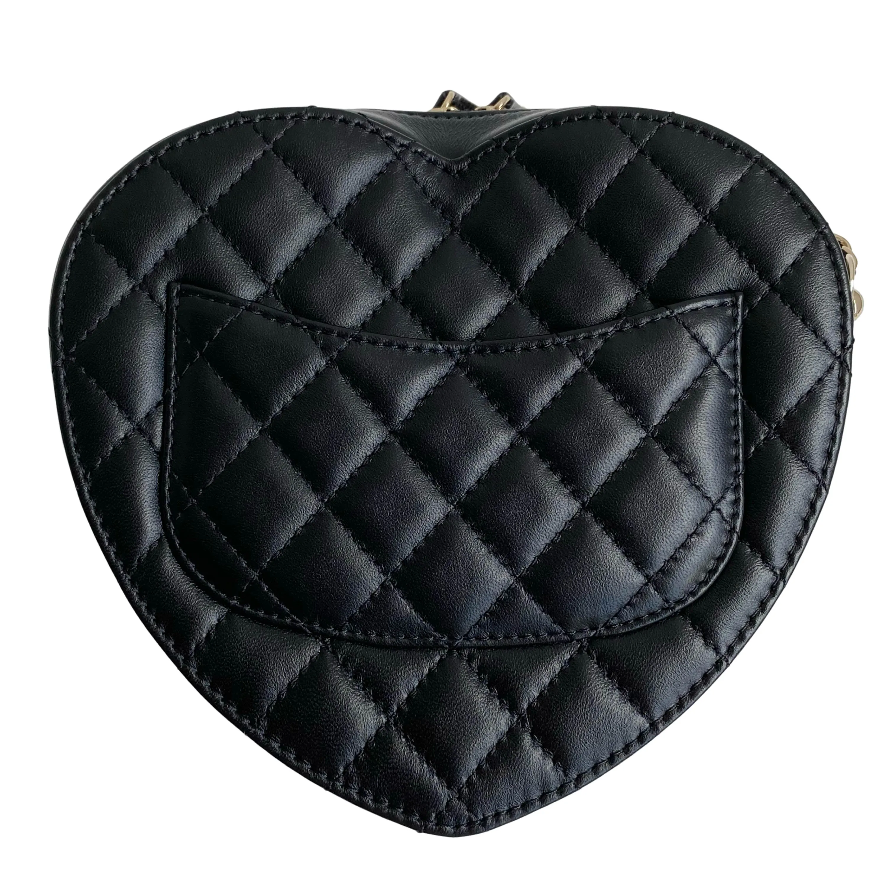 22S Large Heart Bag in Black Lambskin