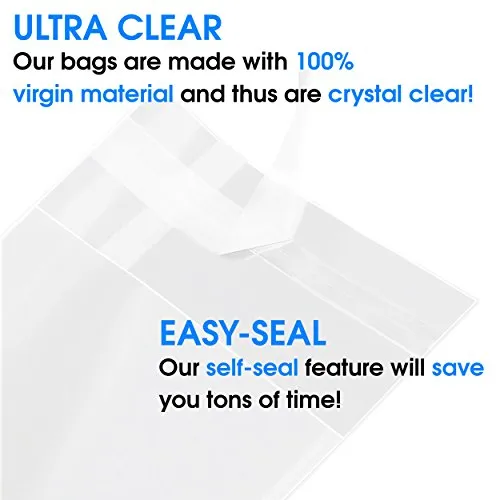 5” X 7” (200/1000 Pack) Clear Resealable Cellophane Cello Bags Self Seal - Fits 5X7 Print Photos A2 A4 A6 Cards Envelopes & Baked Goods