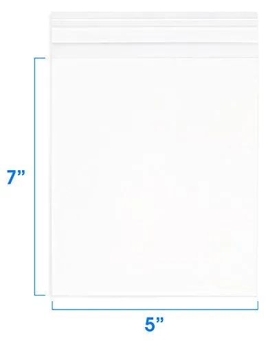 5” X 7” (200/1000 Pack) Clear Resealable Cellophane Cello Bags Self Seal - Fits 5X7 Print Photos A2 A4 A6 Cards Envelopes & Baked Goods
