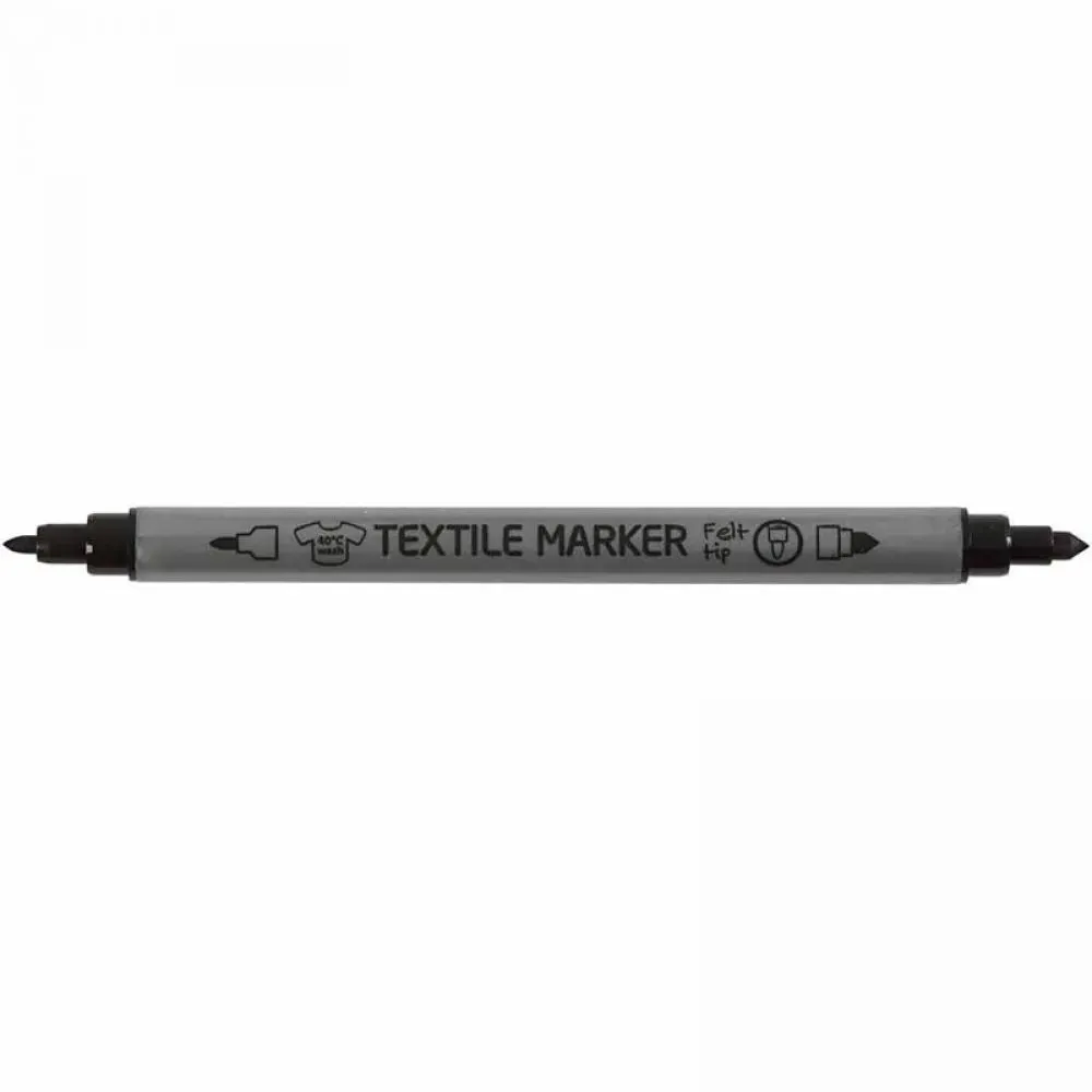 6 x Black Colour Double Tip Textile Markers For Fabric Painting Decoration Craft