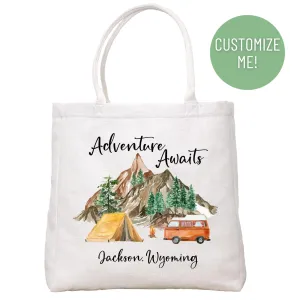 Adventure Awaits Camping Tote Bag