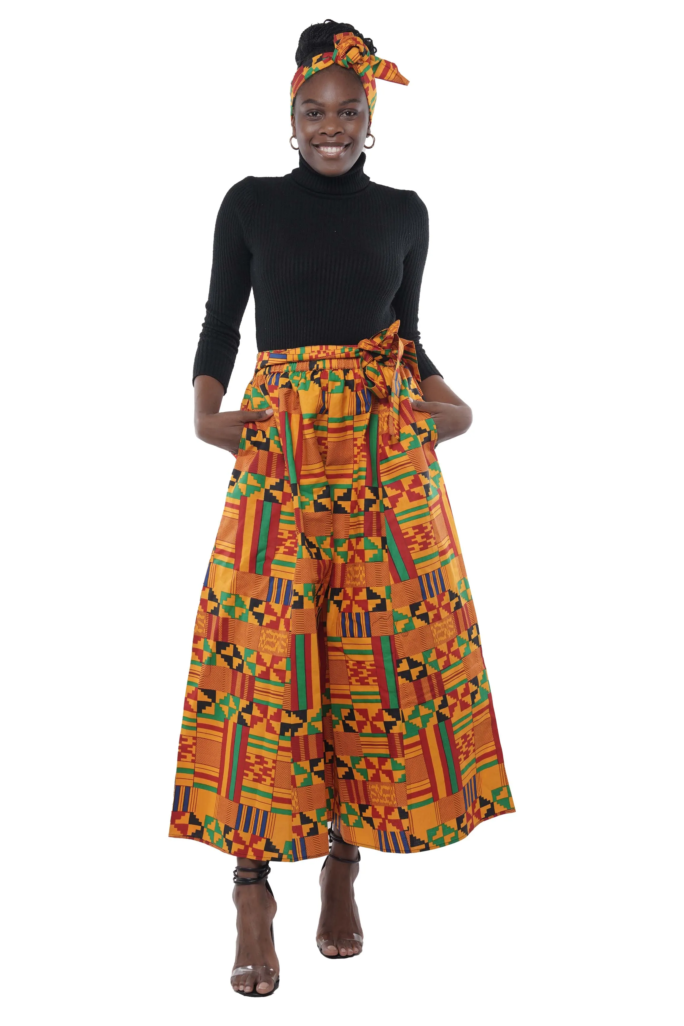African Wide Palazzo Pants & Matching Handbag Set