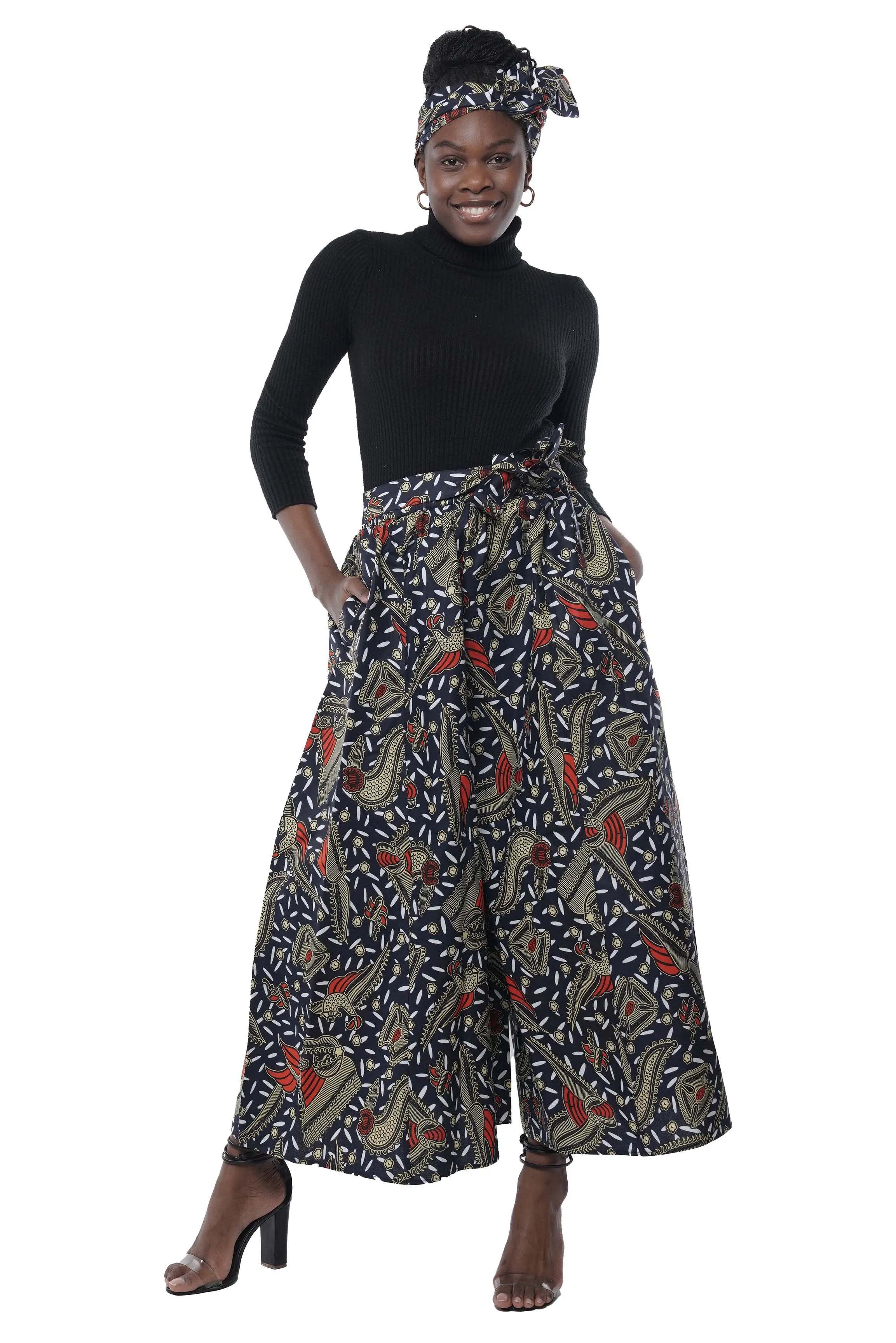 African Wide Palazzo Pants & Matching Handbag Set
