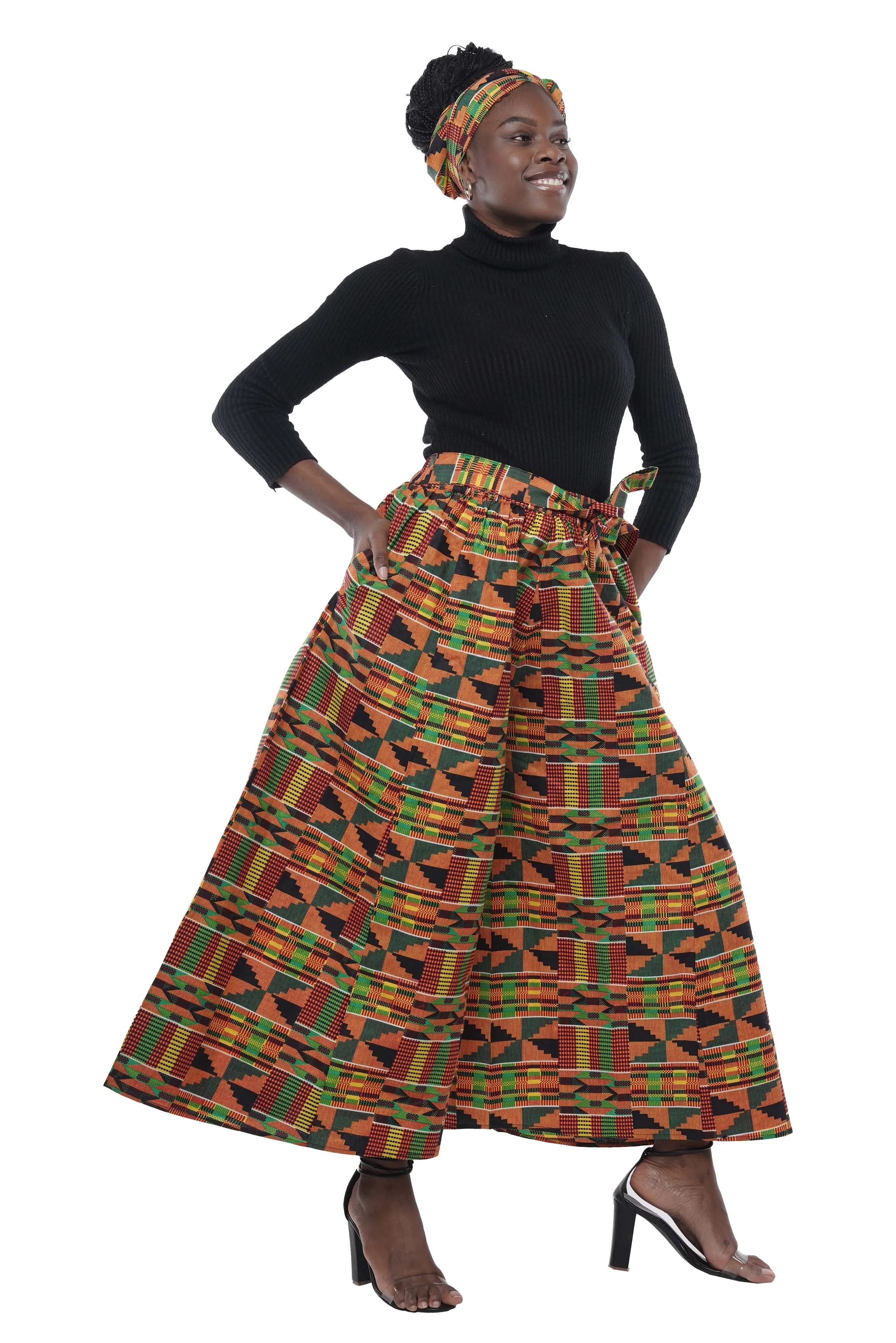 African Wide Palazzo Pants & Matching Handbag Set