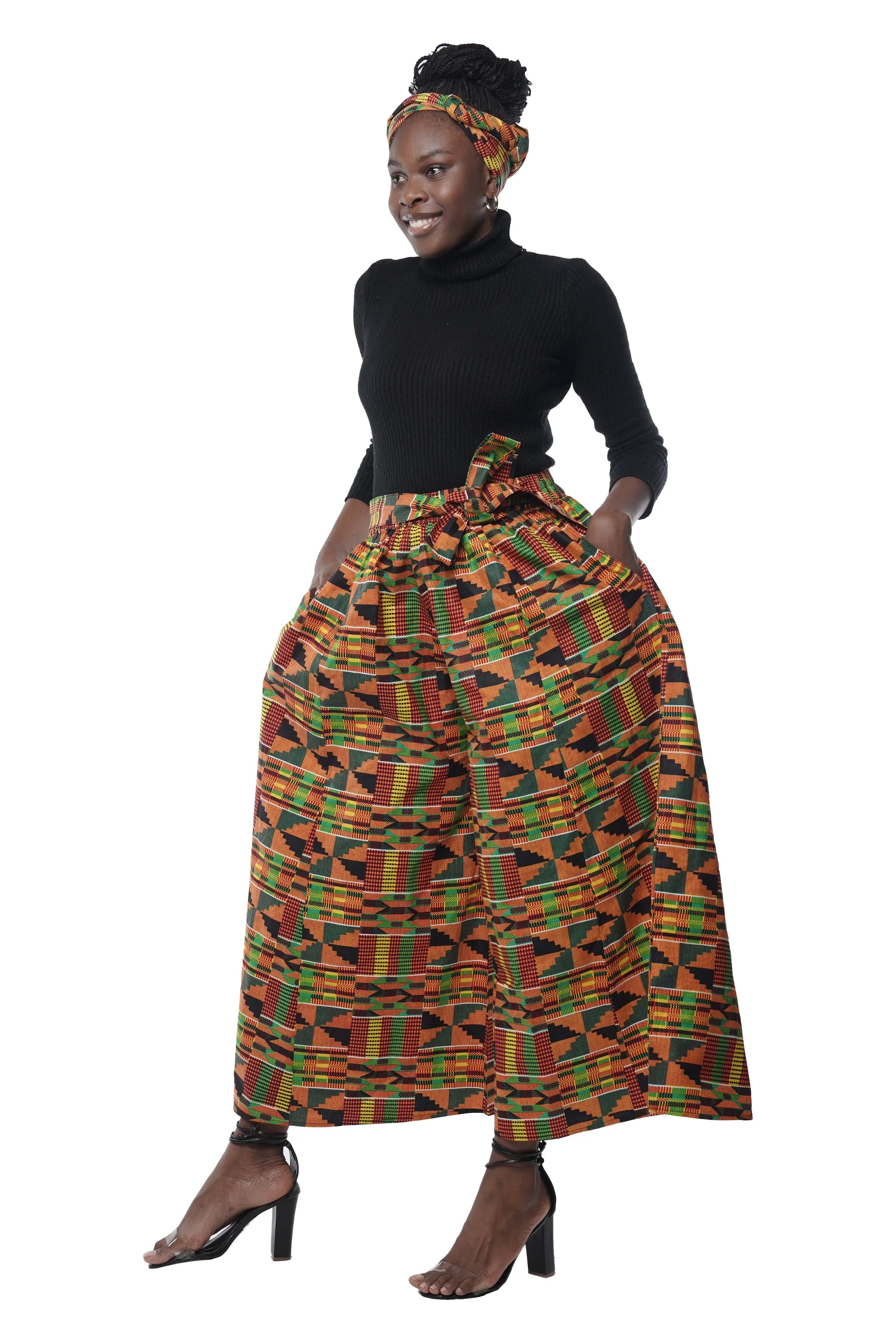 African Wide Palazzo Pants & Matching Handbag Set