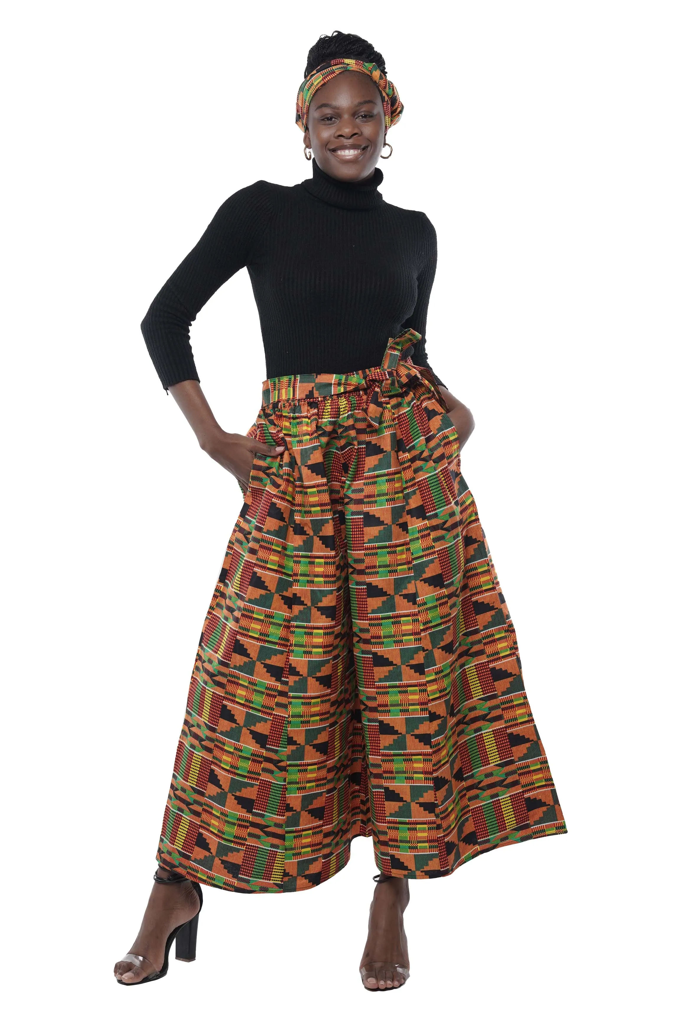 African Wide Palazzo Pants & Matching Handbag Set