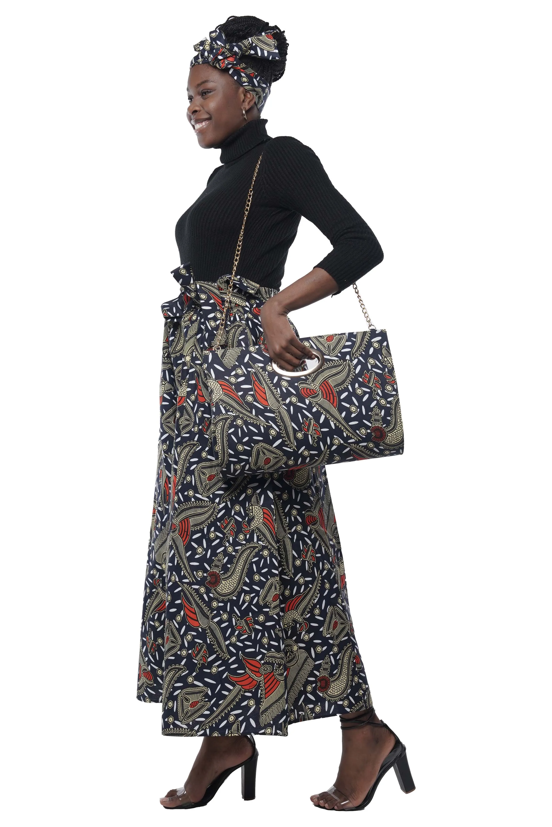 African Wide Palazzo Pants & Matching Handbag Set