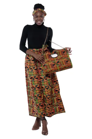 African Wide Palazzo Pants & Matching Handbag Set