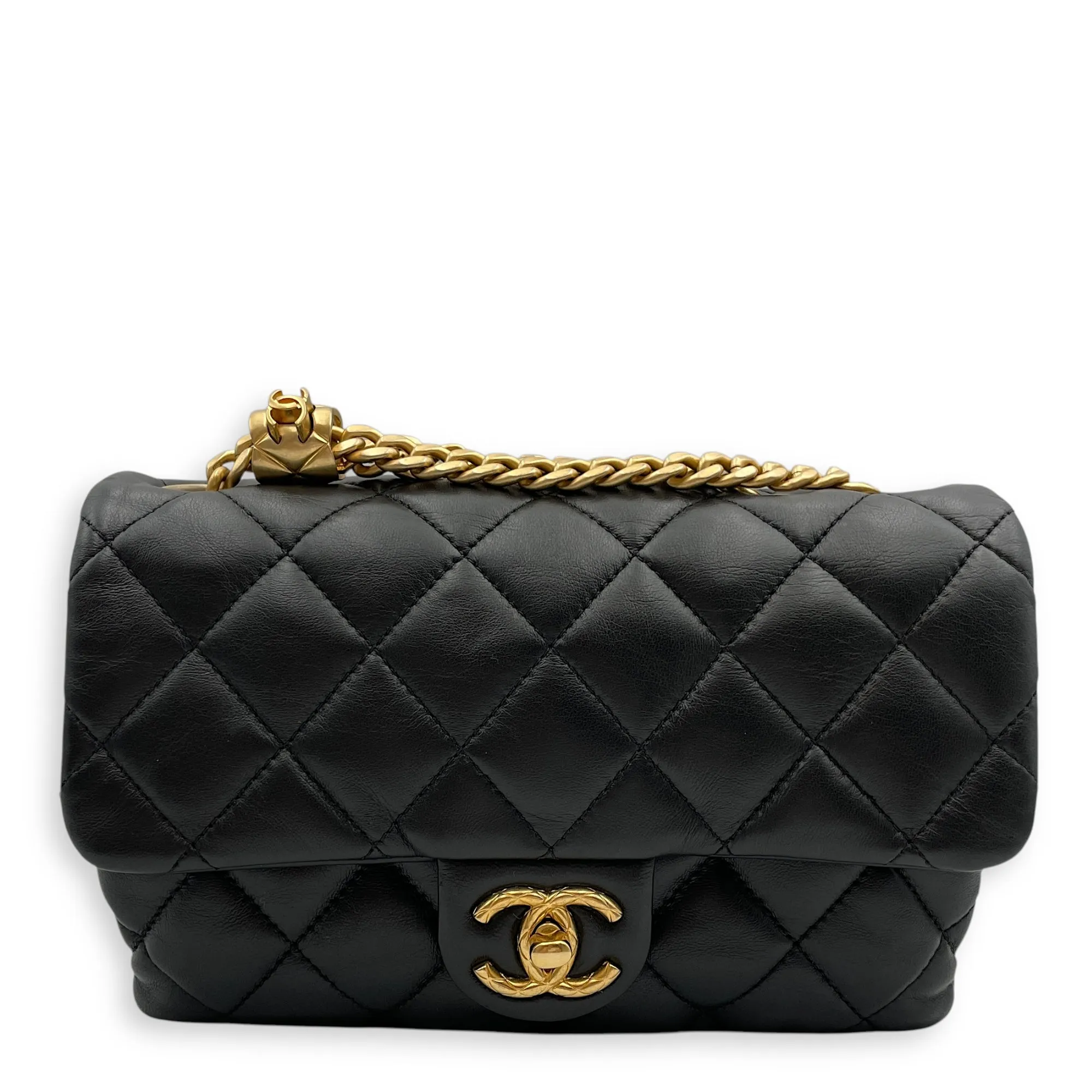 All Slide Seasonal Flap 20x13x8cm Black Crossbody Bag in Lambskin, Gold hardware