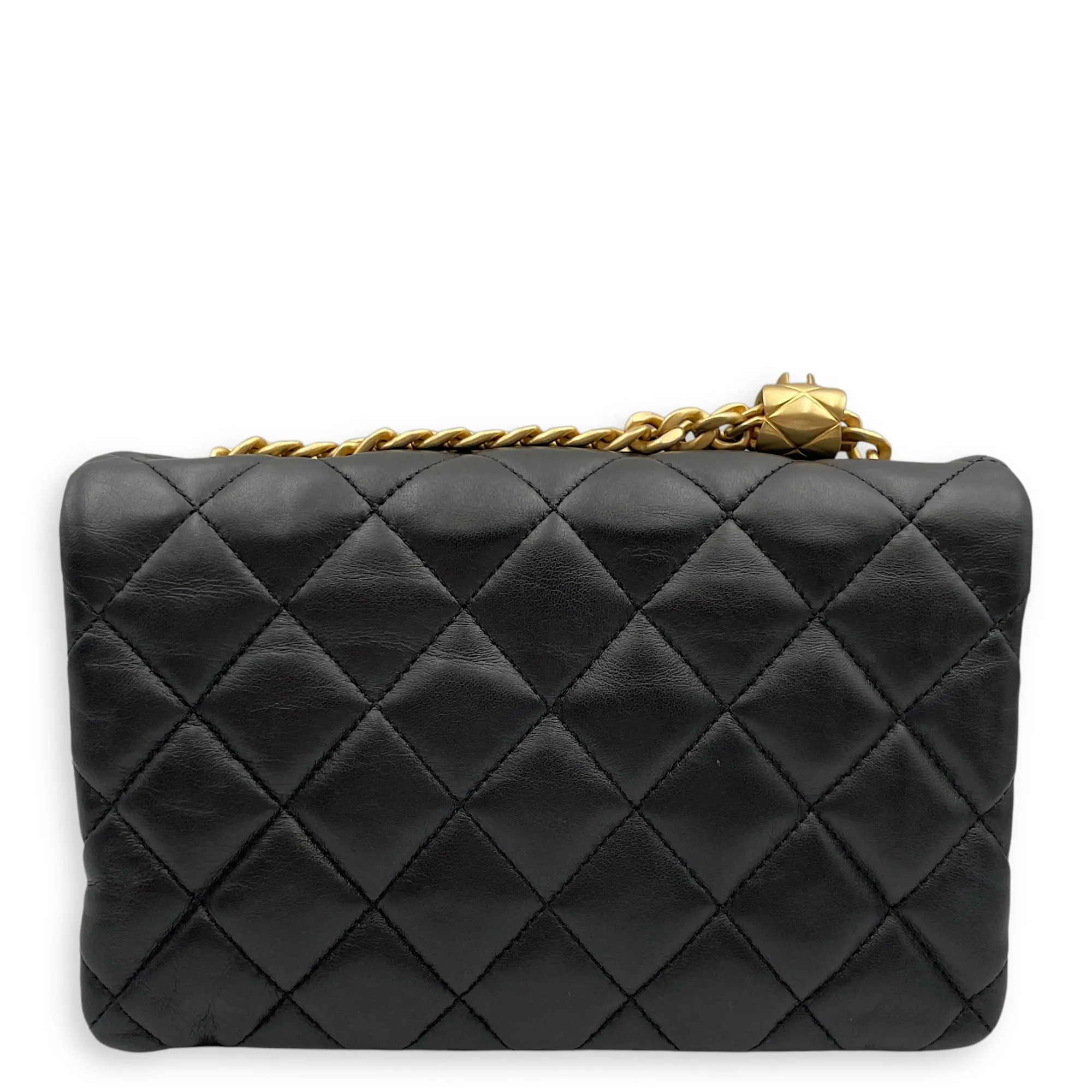 All Slide Seasonal Flap 20x13x8cm Black Crossbody Bag in Lambskin, Gold hardware