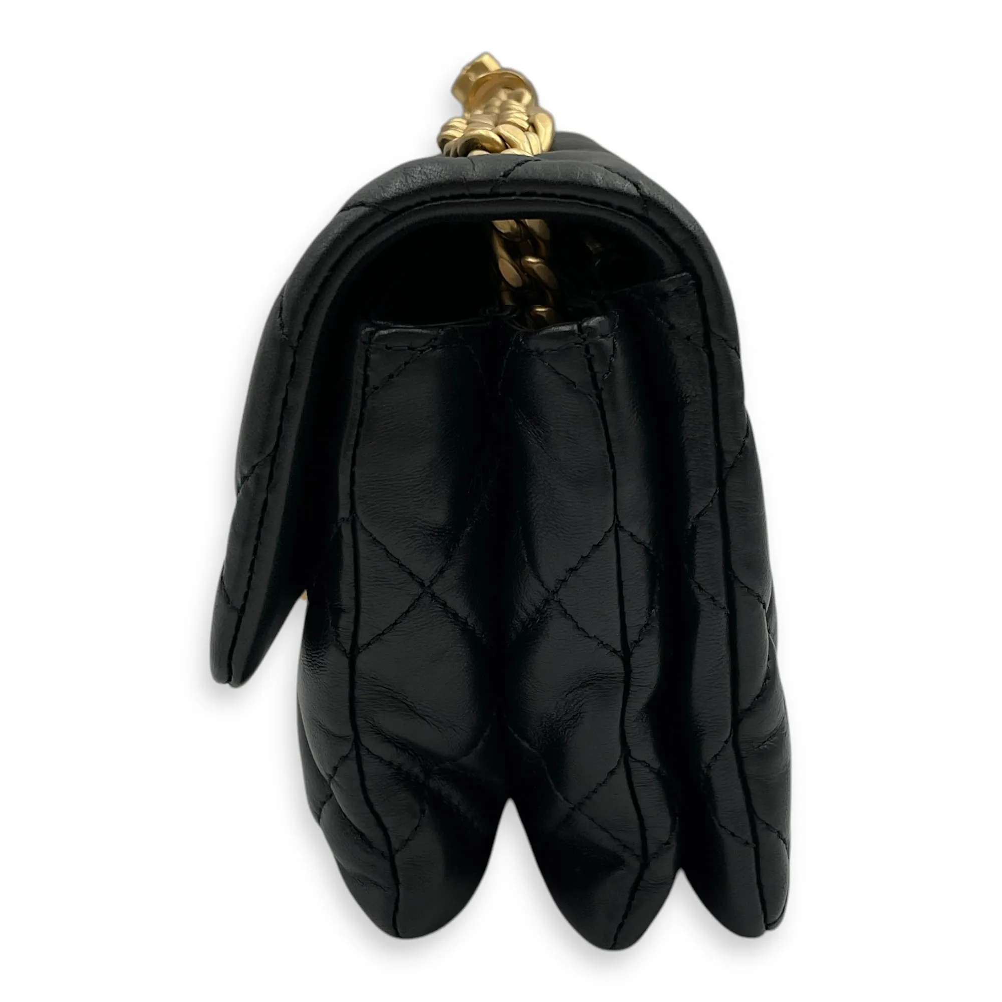 All Slide Seasonal Flap 20x13x8cm Black Crossbody Bag in Lambskin, Gold hardware