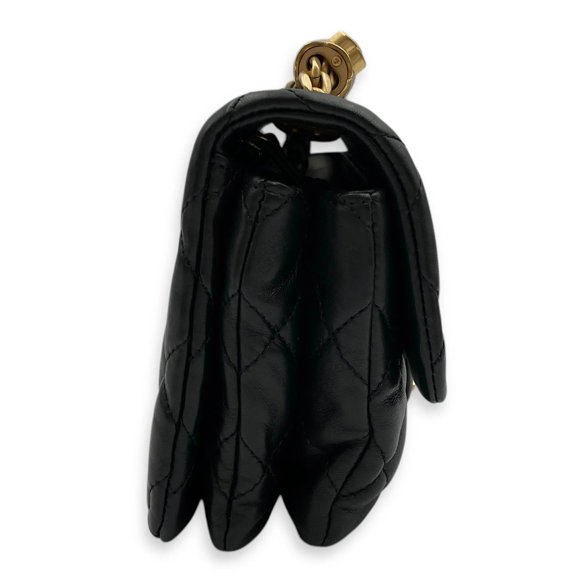 All Slide Seasonal Flap 20x13x8cm Black Crossbody Bag in Lambskin, Gold hardware