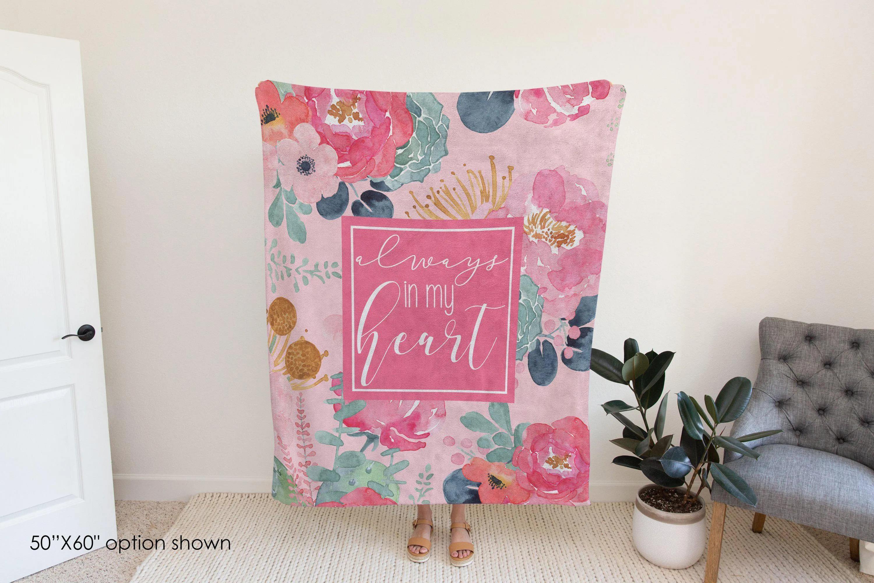 Always in My Heart Floral Blanket