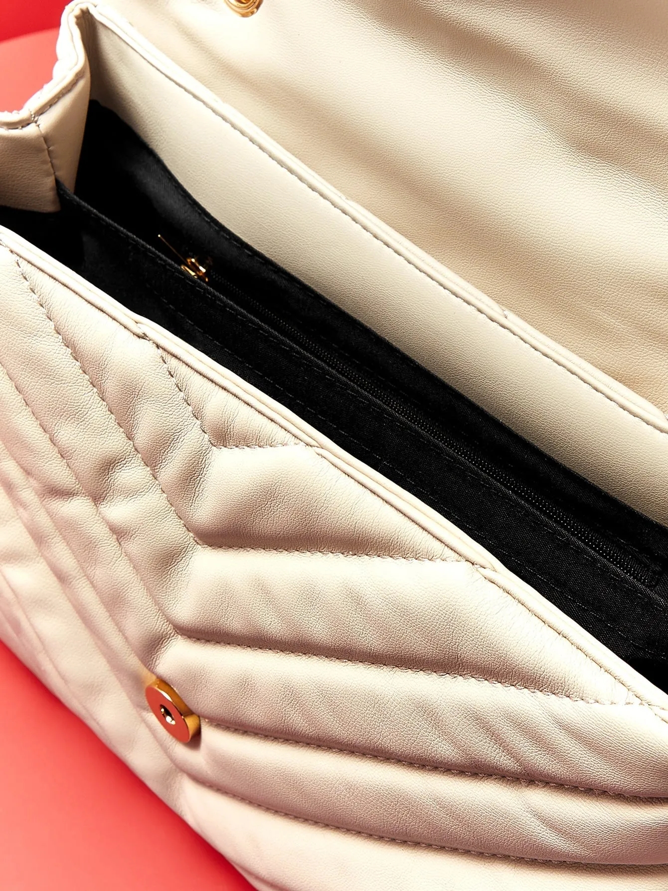 Amavi Chevron Flap Shoulder Bag - Beige - FD ⚡
