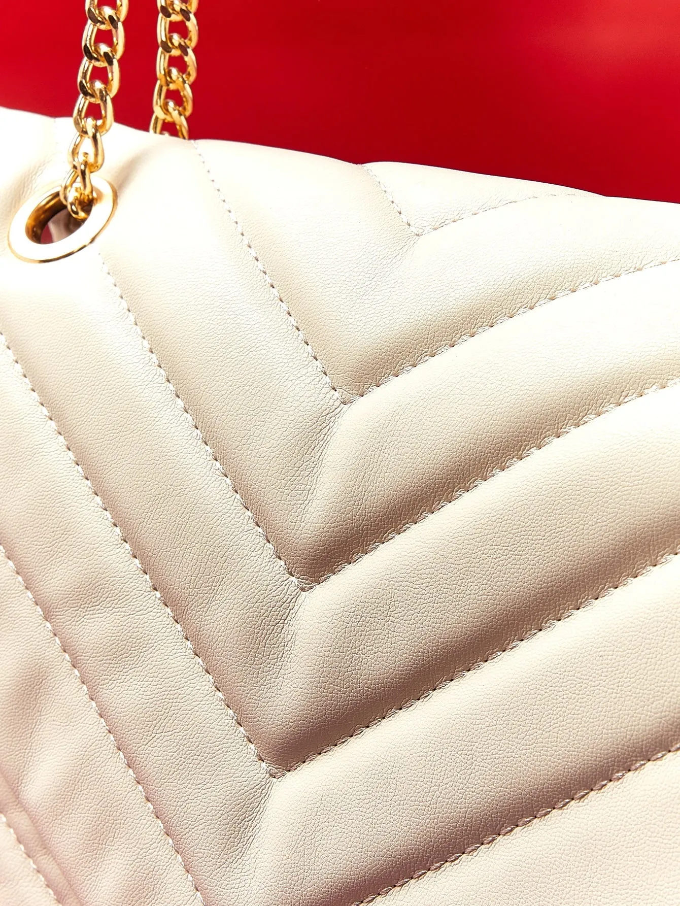 Amavi Chevron Flap Shoulder Bag - Beige - FD ⚡