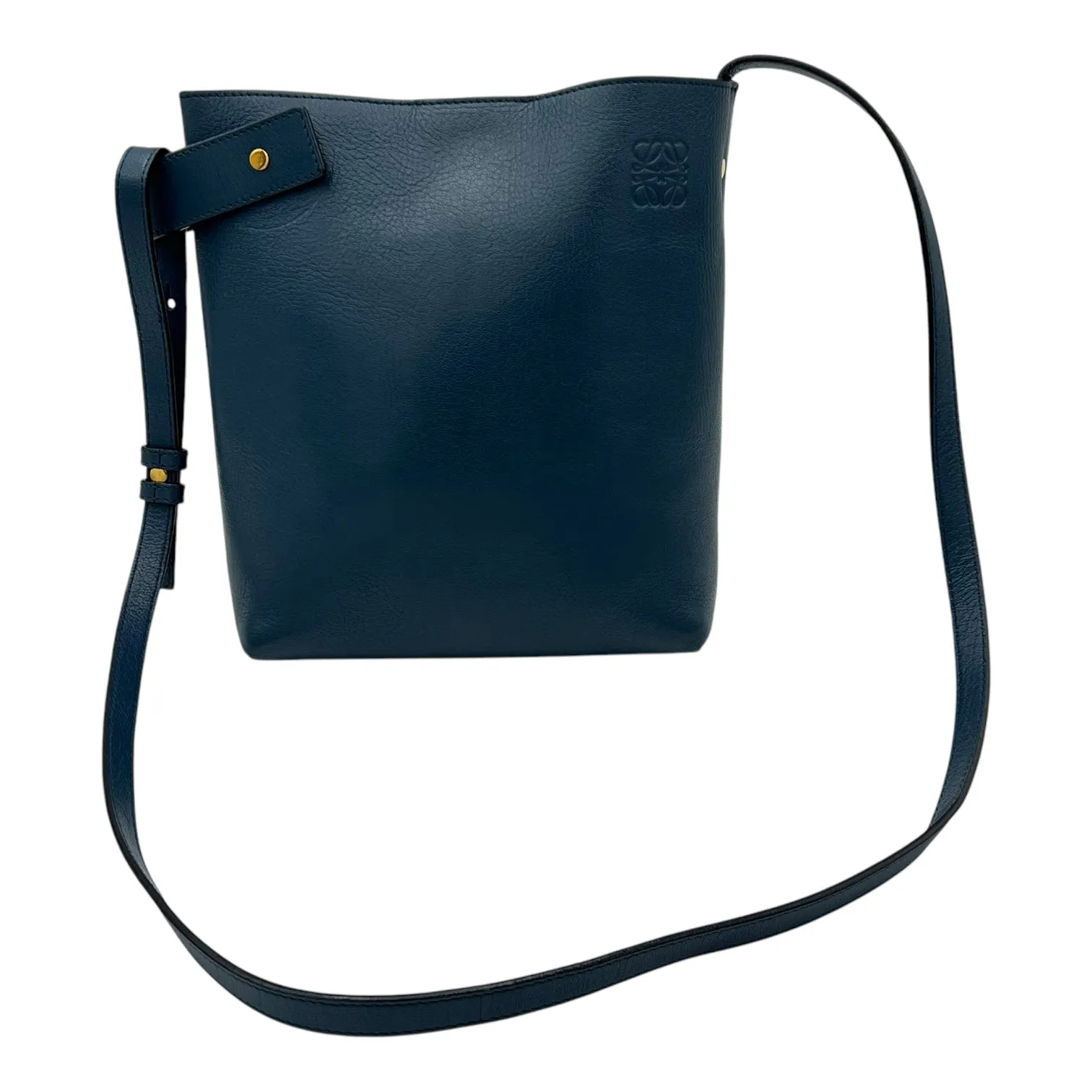 Anagram Blue Crossbody Bag in Calfskin, Gold hardware