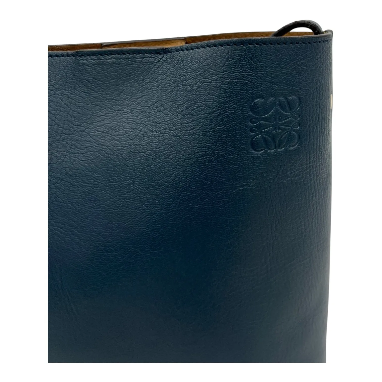 Anagram Blue Crossbody Bag in Calfskin, Gold hardware