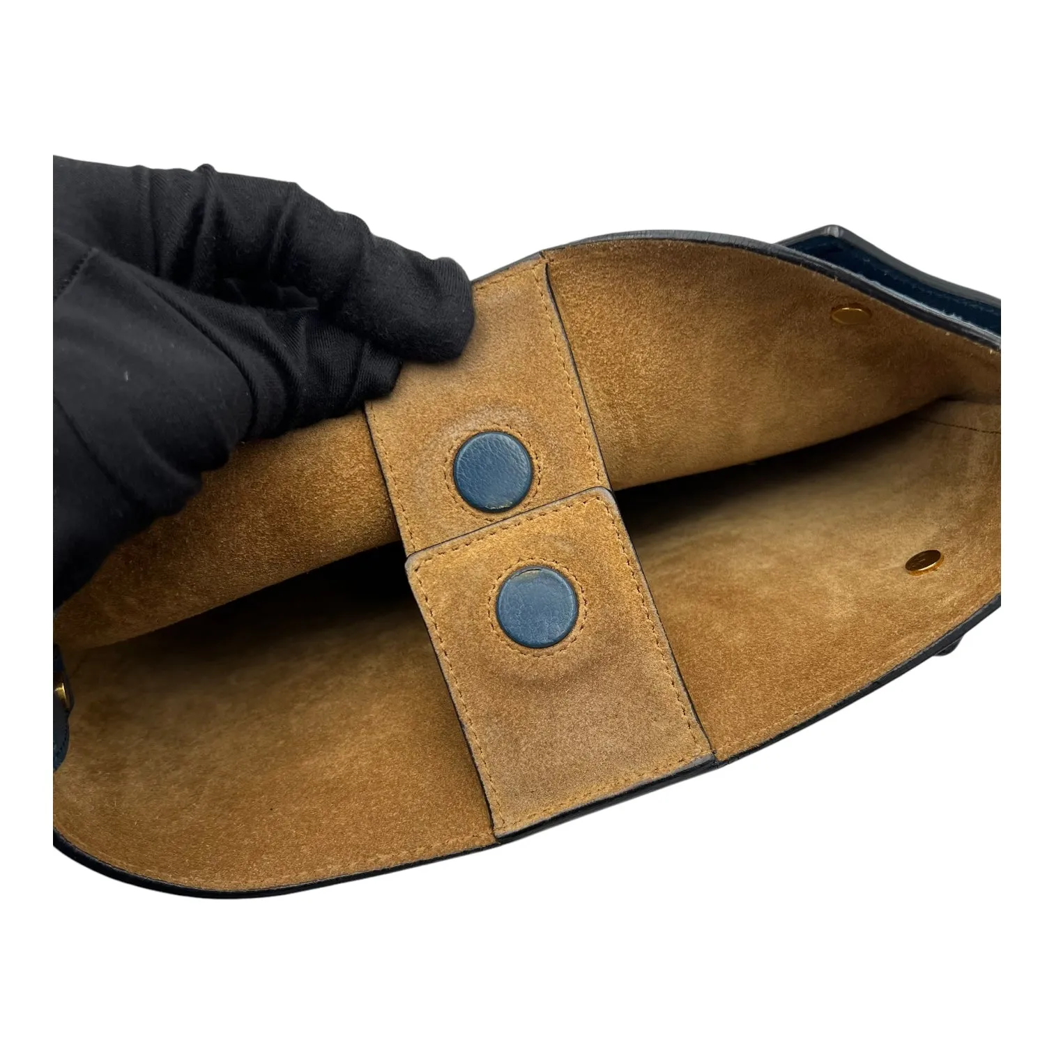 Anagram Blue Crossbody Bag in Calfskin, Gold hardware