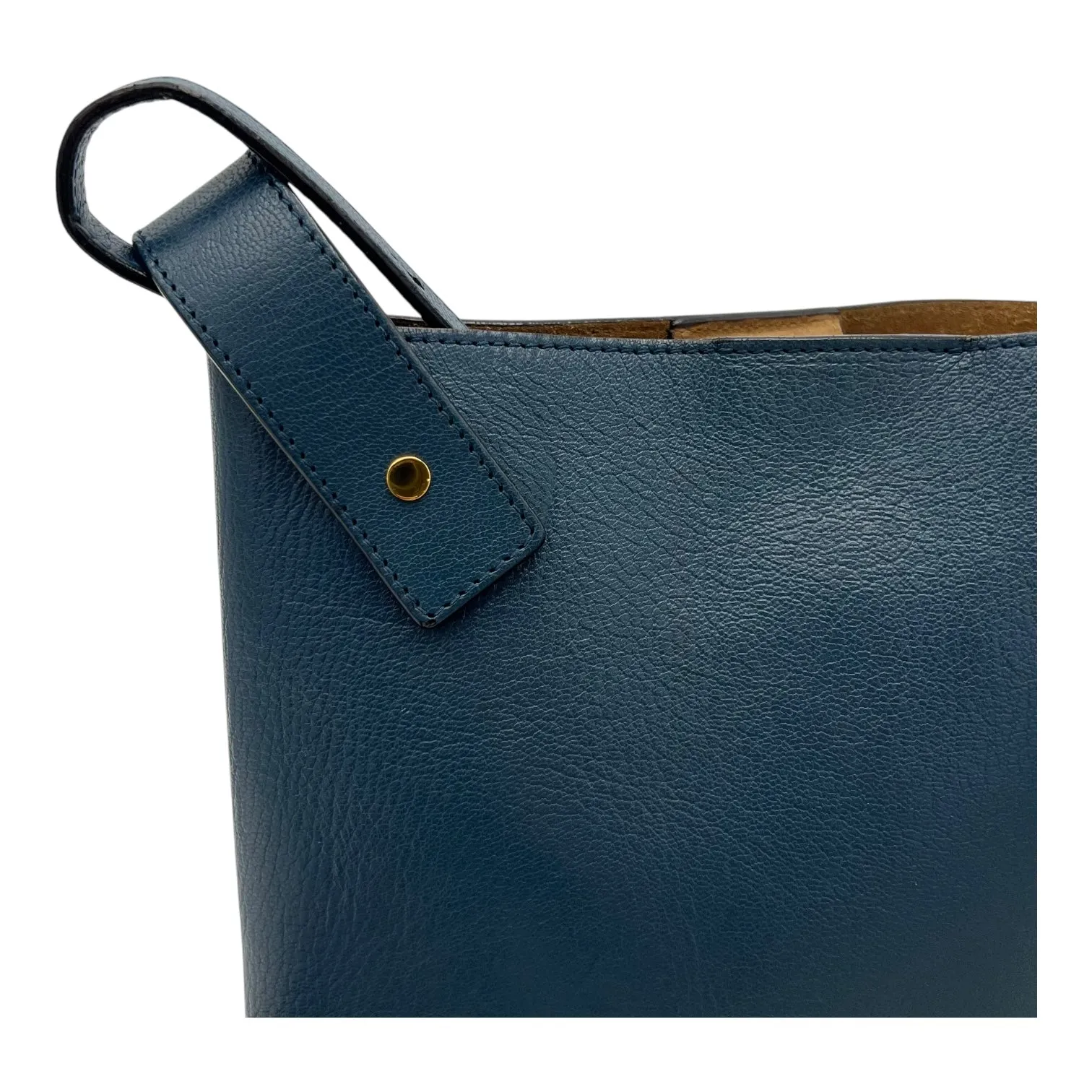 Anagram Blue Crossbody Bag in Calfskin, Gold hardware