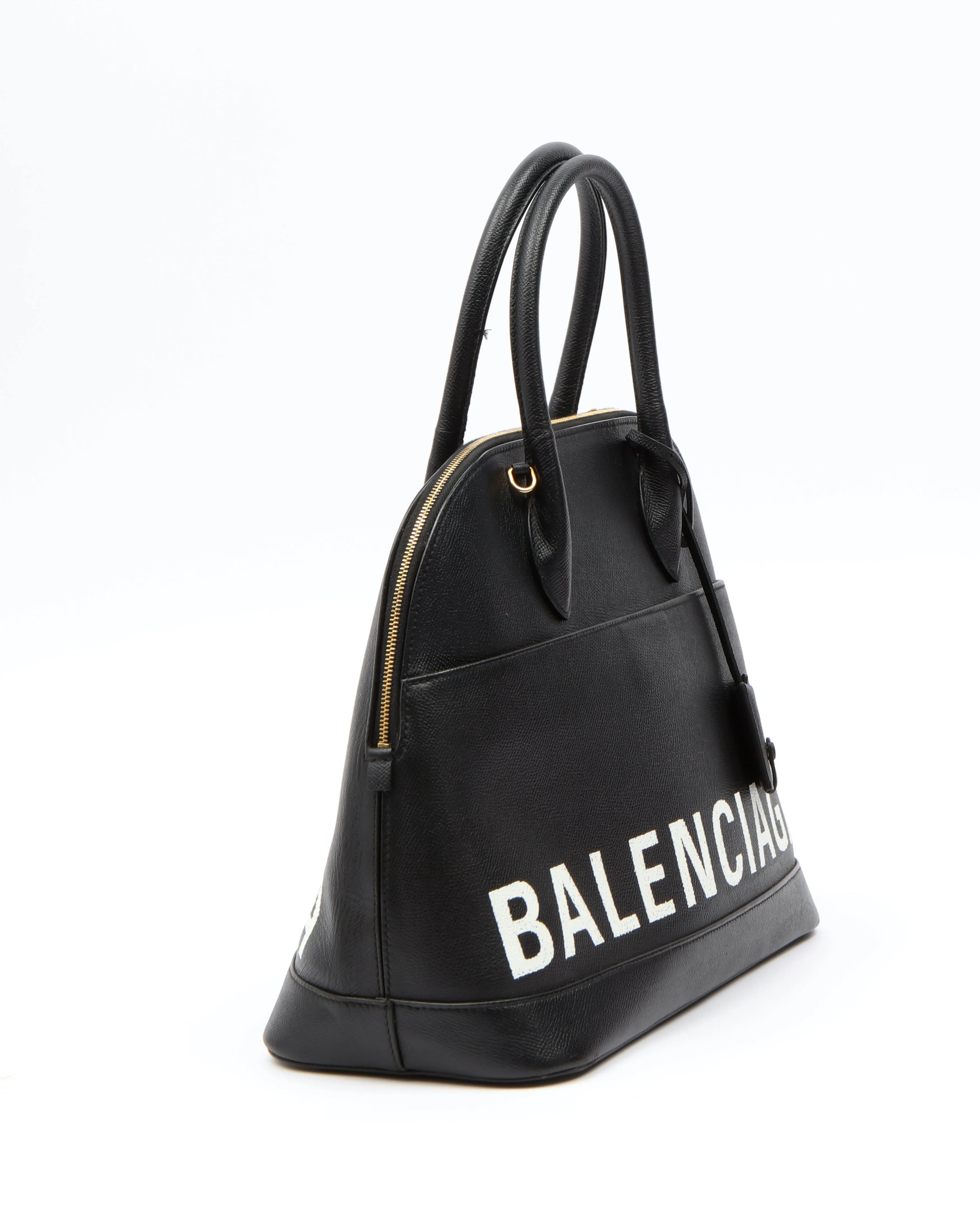 Balenciaga Black Grain Calfskin Ville Medium Top Handle Bag