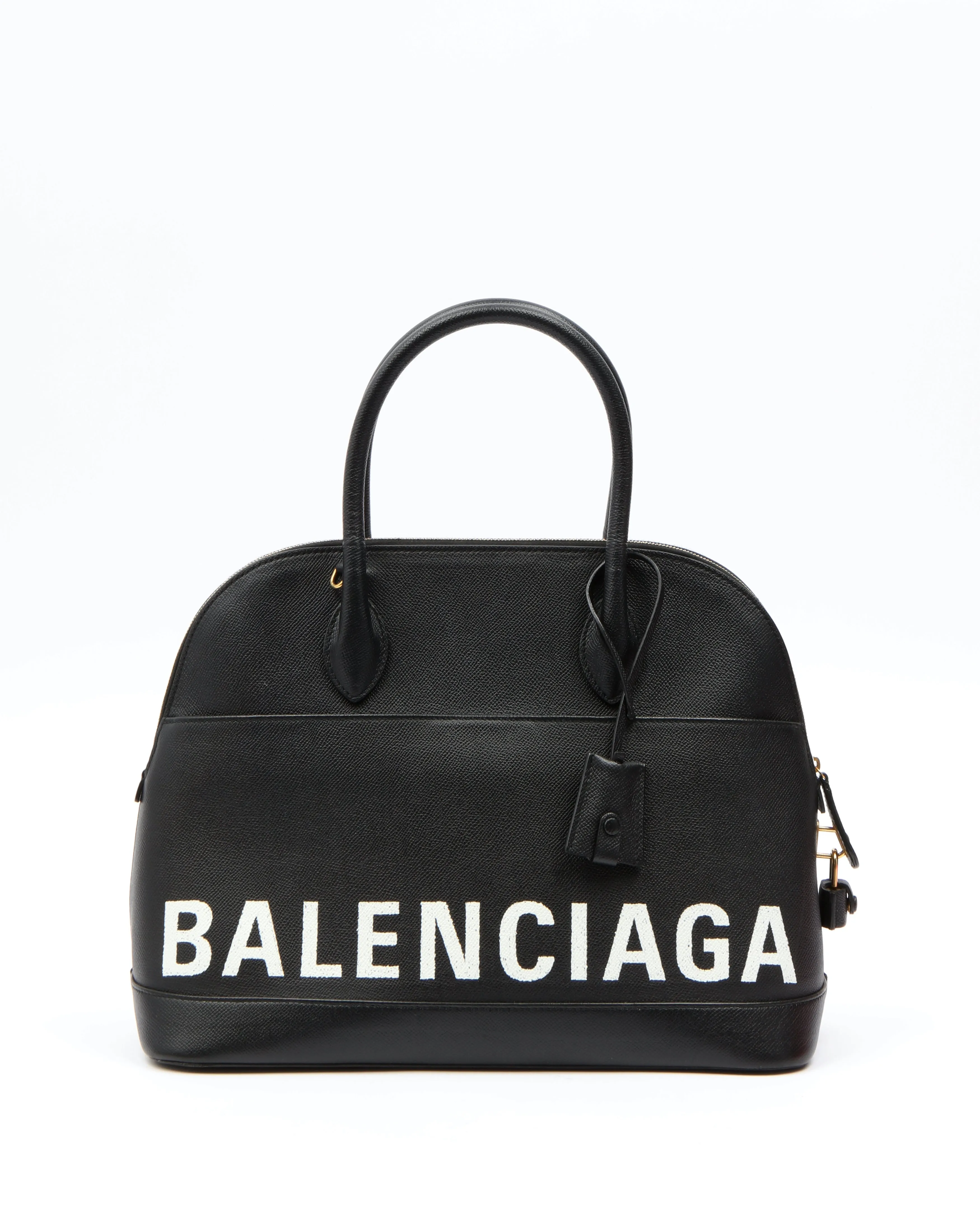 Balenciaga Black Grain Calfskin Ville Medium Top Handle Bag