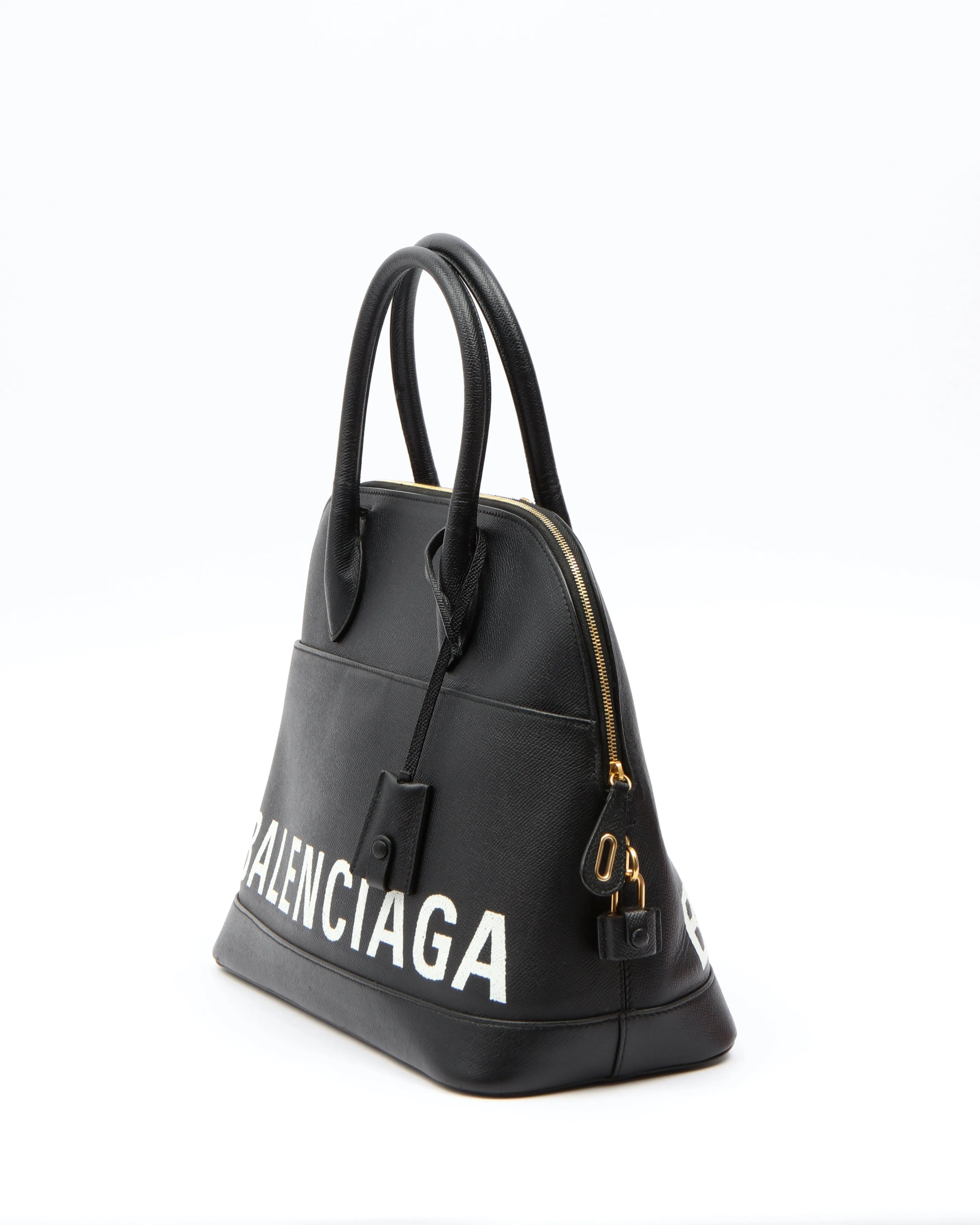 Balenciaga Black Grain Calfskin Ville Medium Top Handle Bag